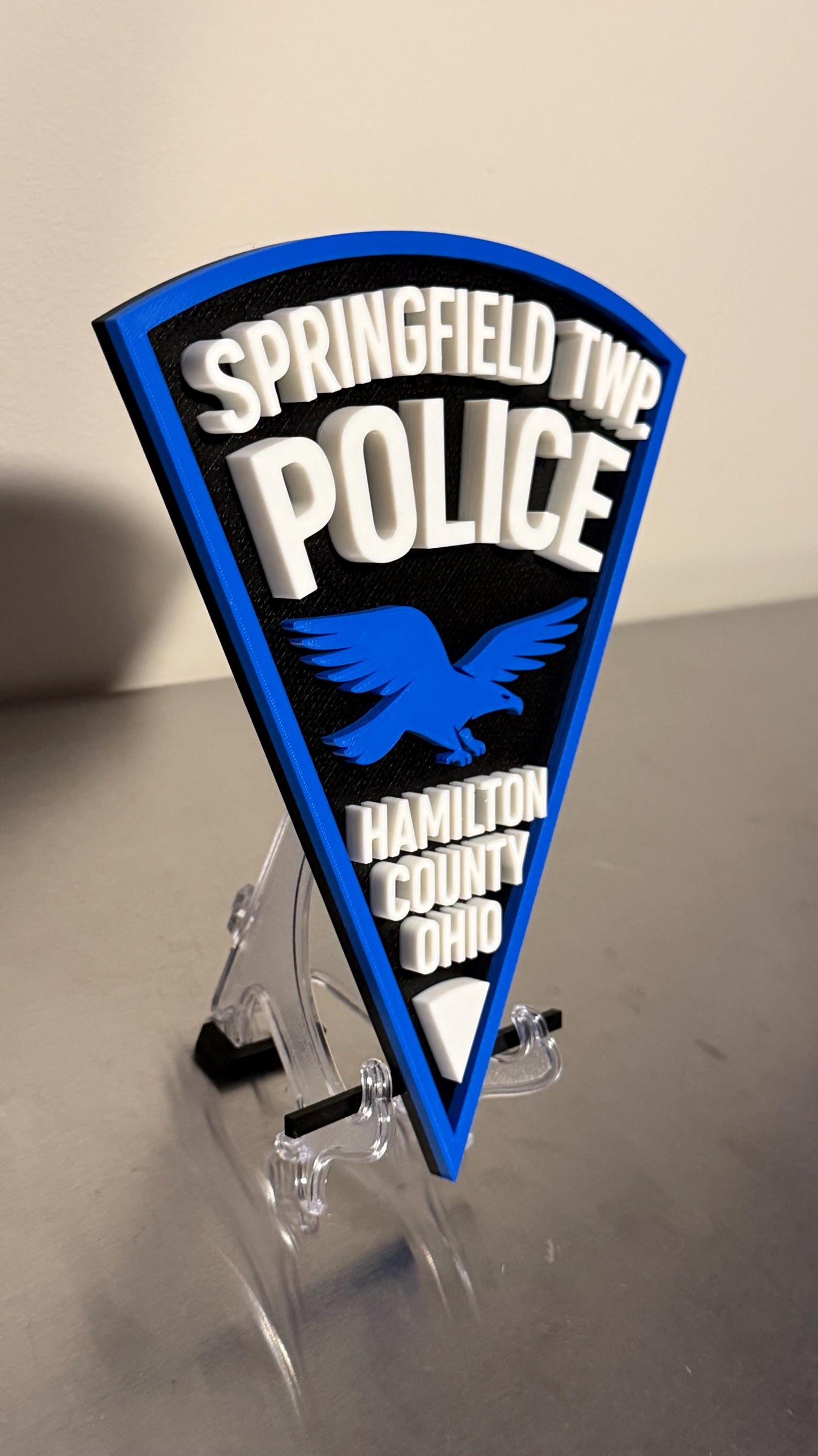 Springfield TWP Police Plaque, Hamilton County Ohio, 3D Printed Wall Art