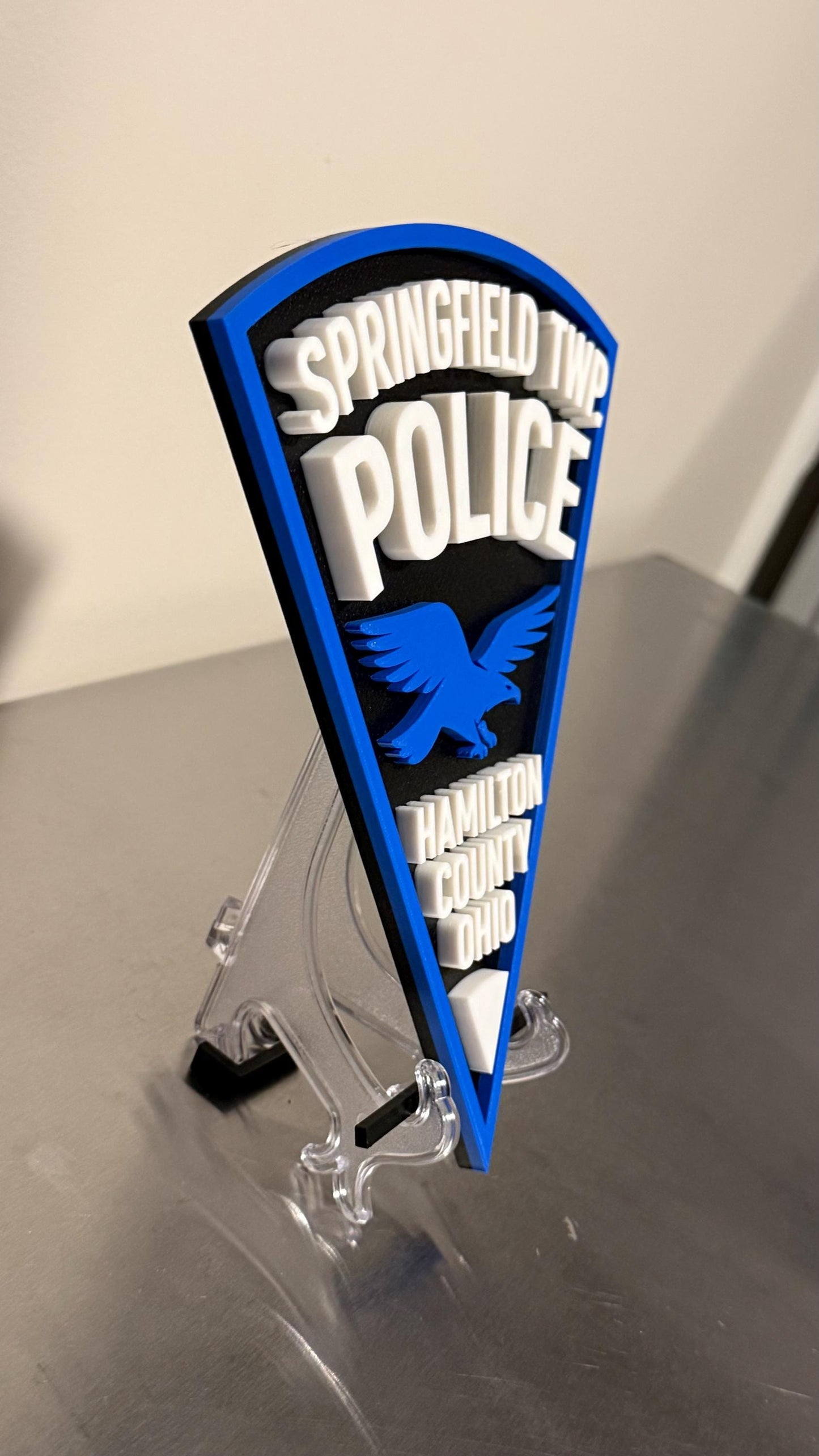 Springfield TWP Police Plaque, Hamilton County Ohio, 3D Printed Wall Art
