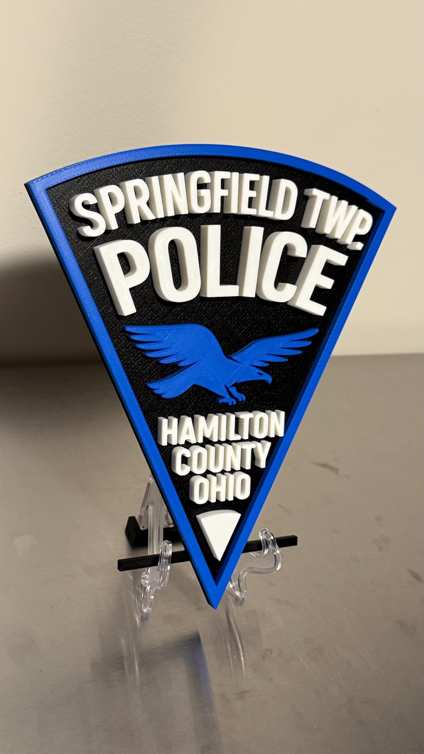 Springfield TWP Police Plaque, Hamilton County Ohio, 3D Printed Wall Art