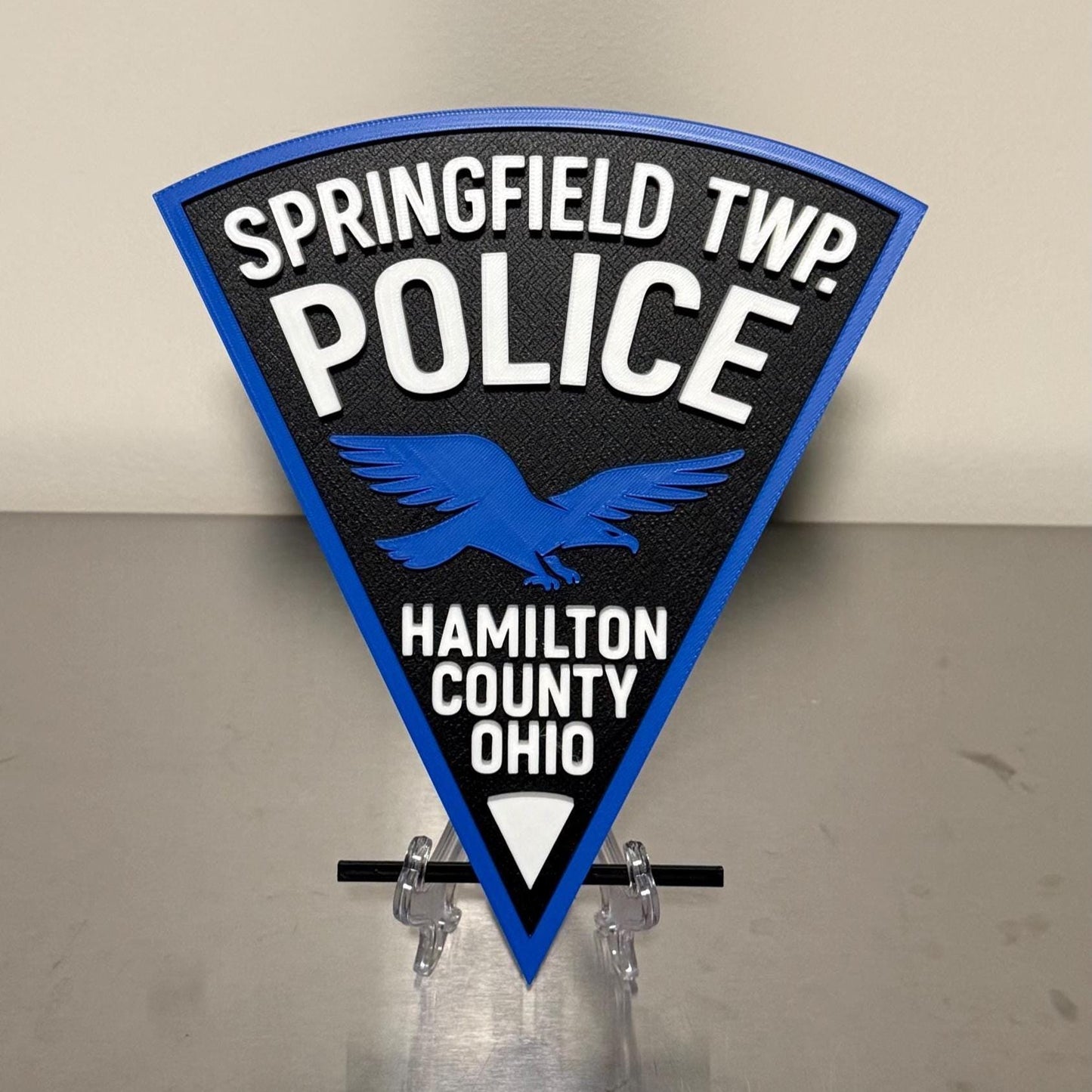 Springfield TWP Police Plaque, Hamilton County Ohio, 3D Printed Wall Art