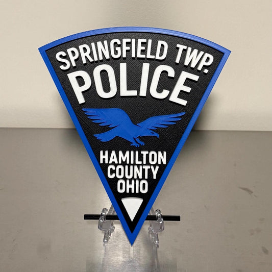 Springfield TWP Police Plaque, Hamilton County Ohio, 3D Printed Wall Art