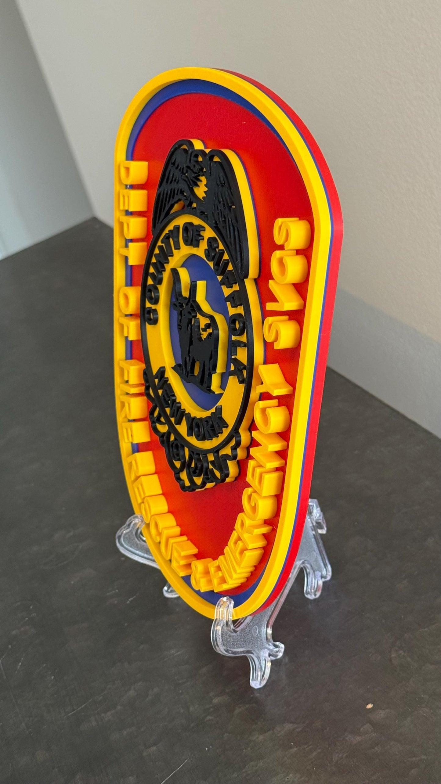 Suffolk County Fire Rescue 3D Plaque: Long Island First Responder Wall Decor New York