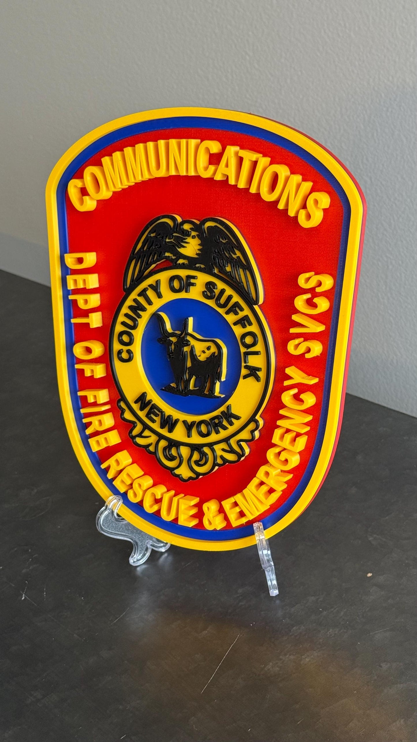 Suffolk County Fire Rescue 3D Plaque: Long Island First Responder Wall Decor New York