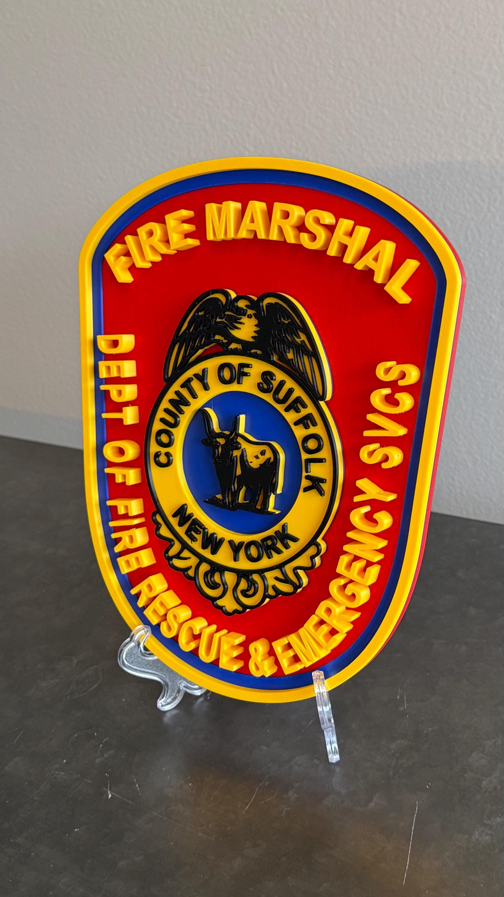 Suffolk County Fire Rescue 3D Plaque: Long Island First Responder Wall Decor New York