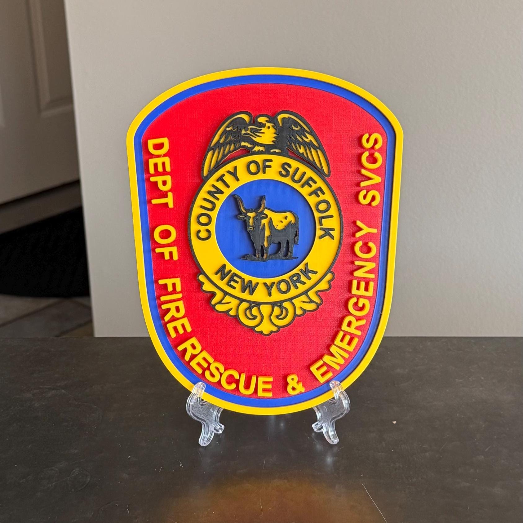 Suffolk County Fire Rescue 3D Plaque: Long Island First Responder Wall Decor New York