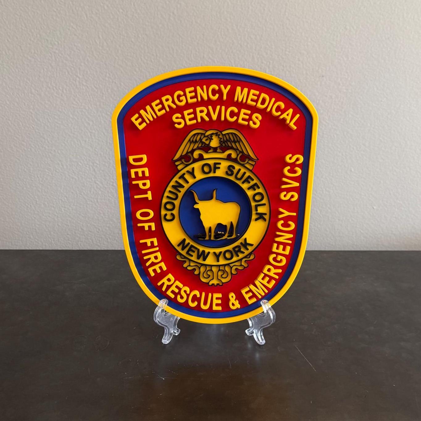Suffolk County Fire Rescue 3D Plaque: Long Island First Responder Wall Decor New York