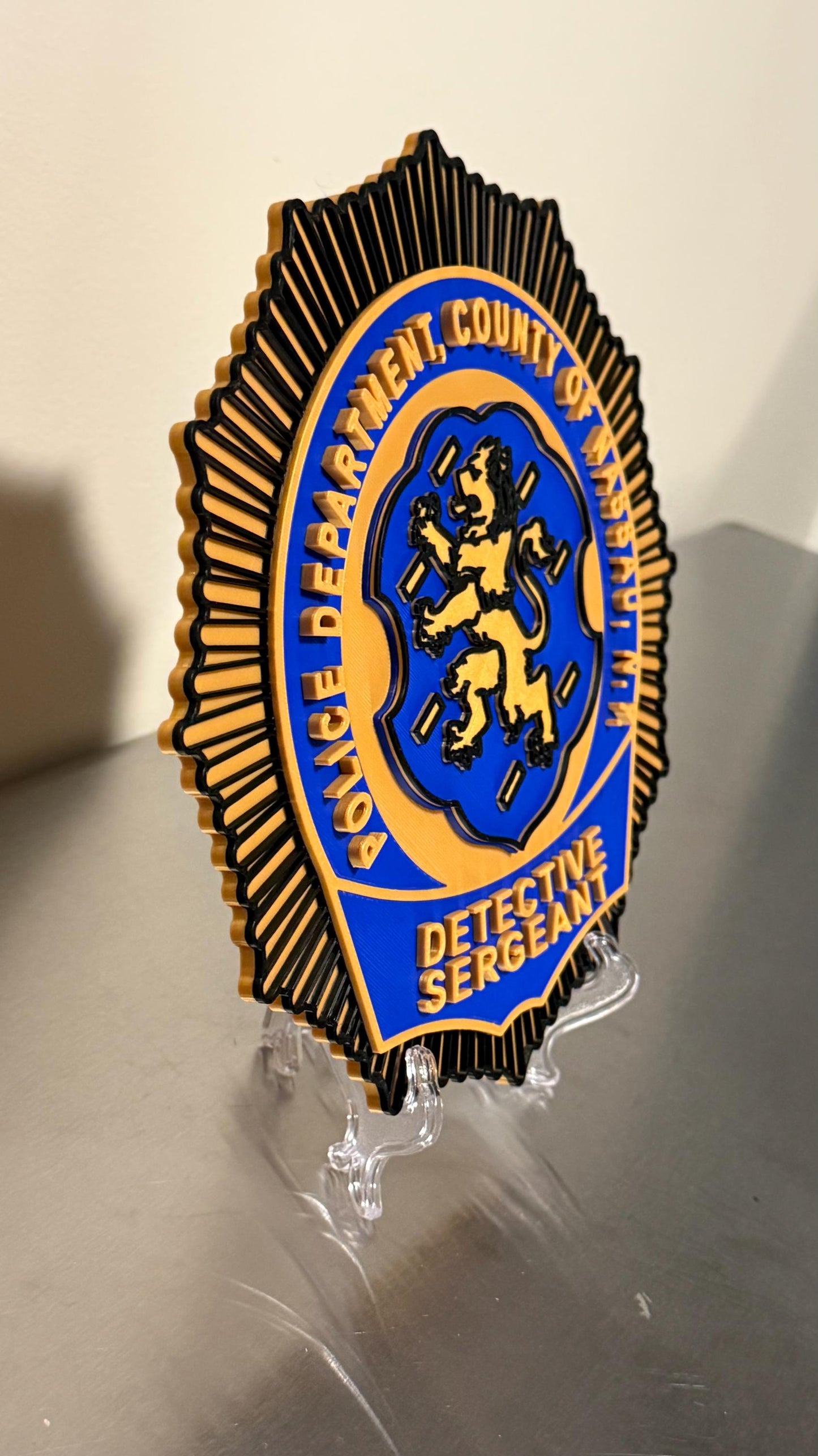 Nassau County Police Detective Sergeant Shield 3D Plaque New York