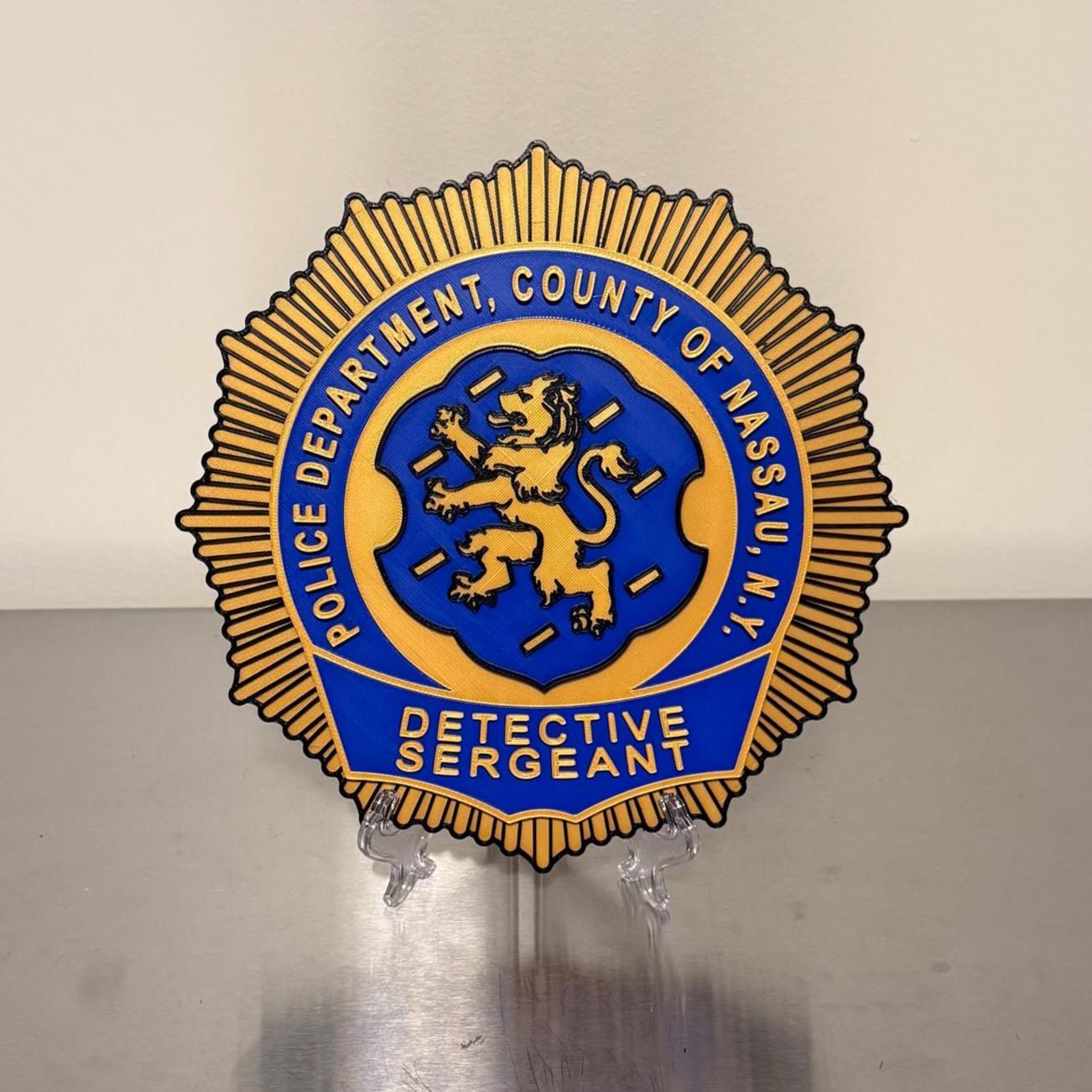 Nassau County Police Detective Sergeant Shield 3D Plaque New York