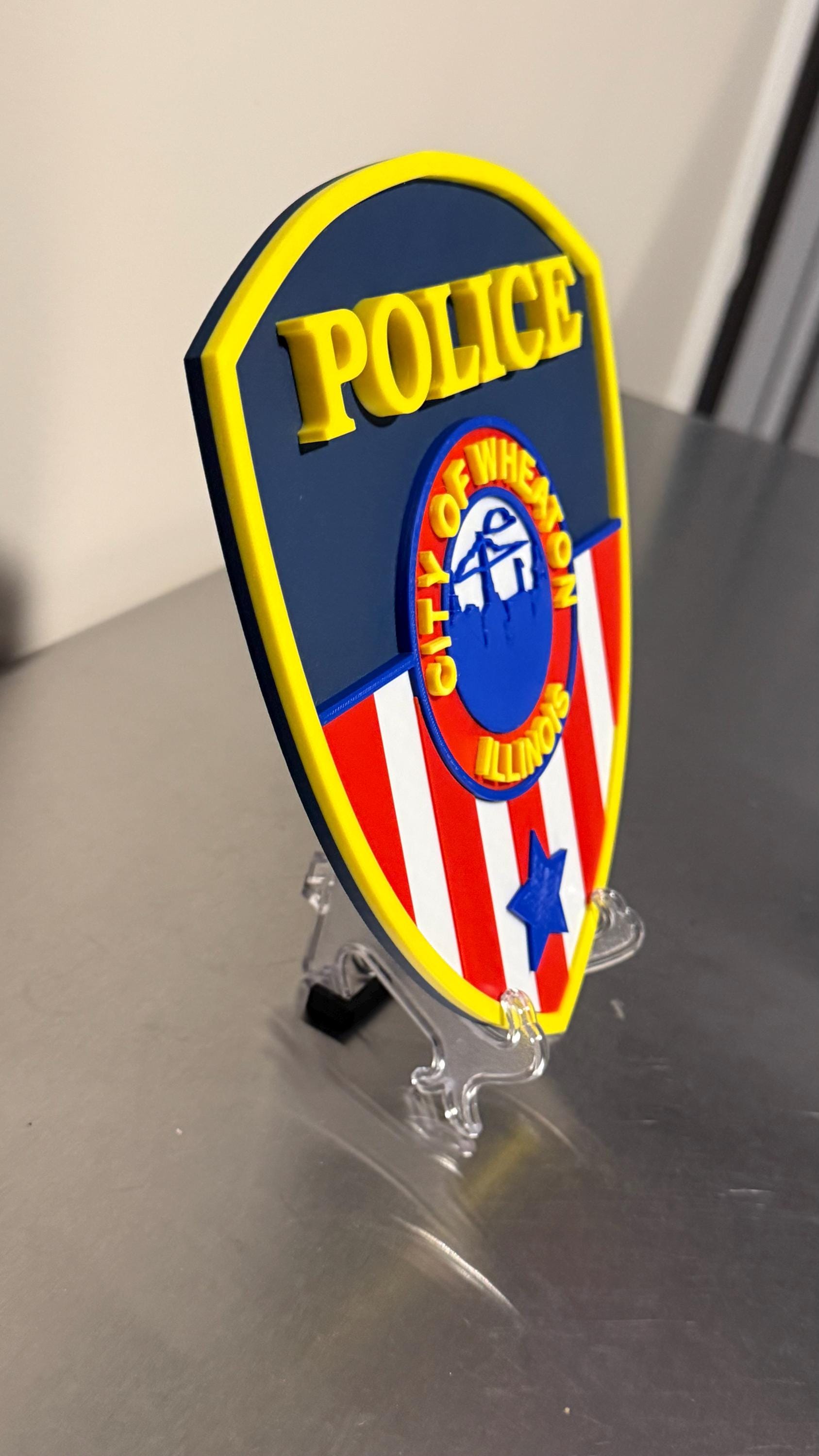 Police Display Plaque: Wheaton Illinois Emblem - 3D Embossed Design