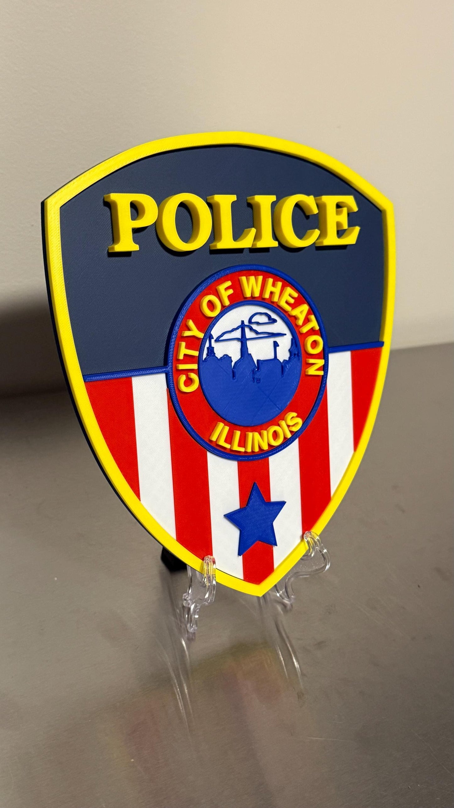 Police Display Plaque: Wheaton Illinois Emblem - 3D Embossed Design