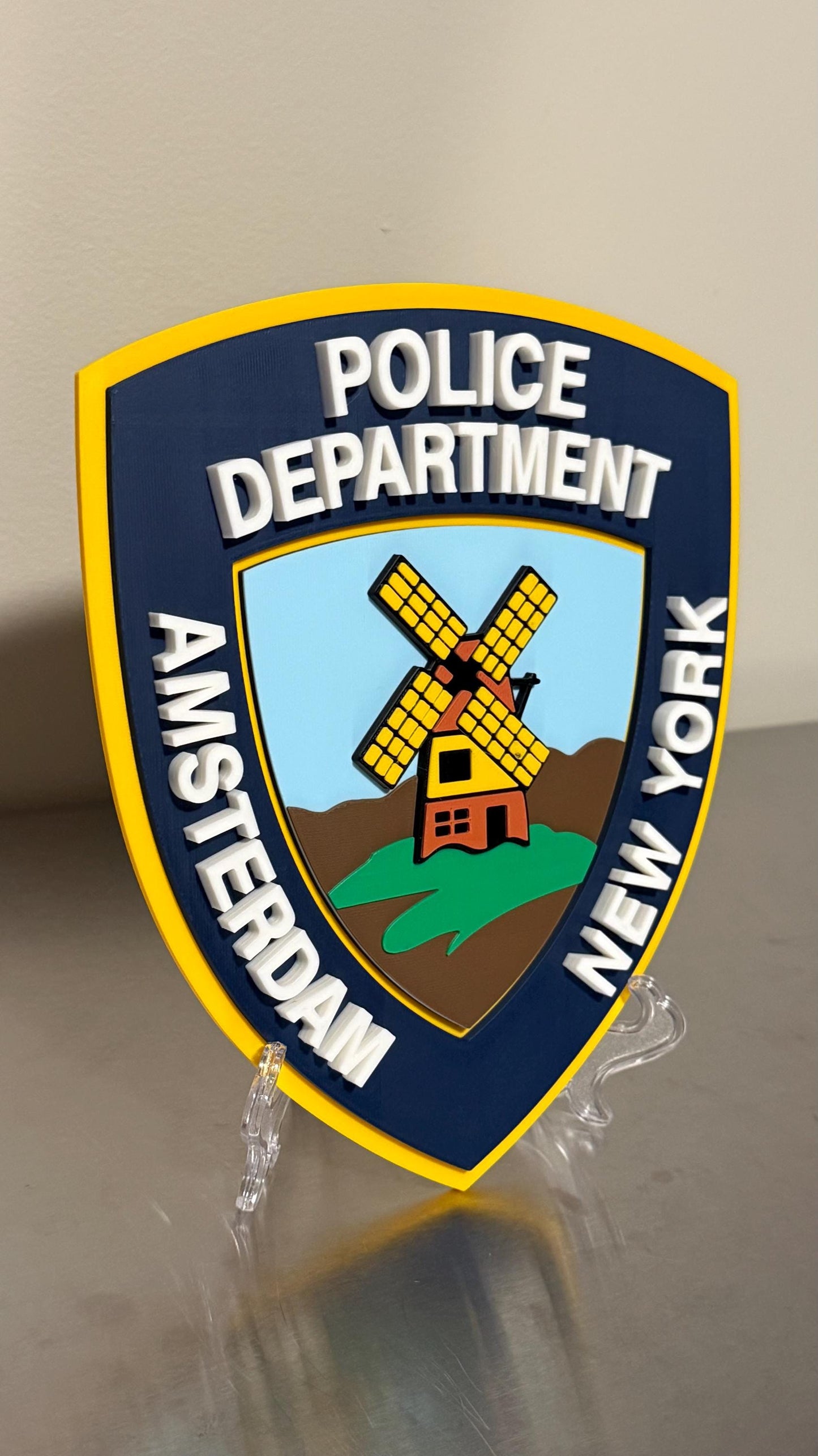 Amsterdam NY Police 3D Plaque: First Responder Wall Art New York Police Gift New York