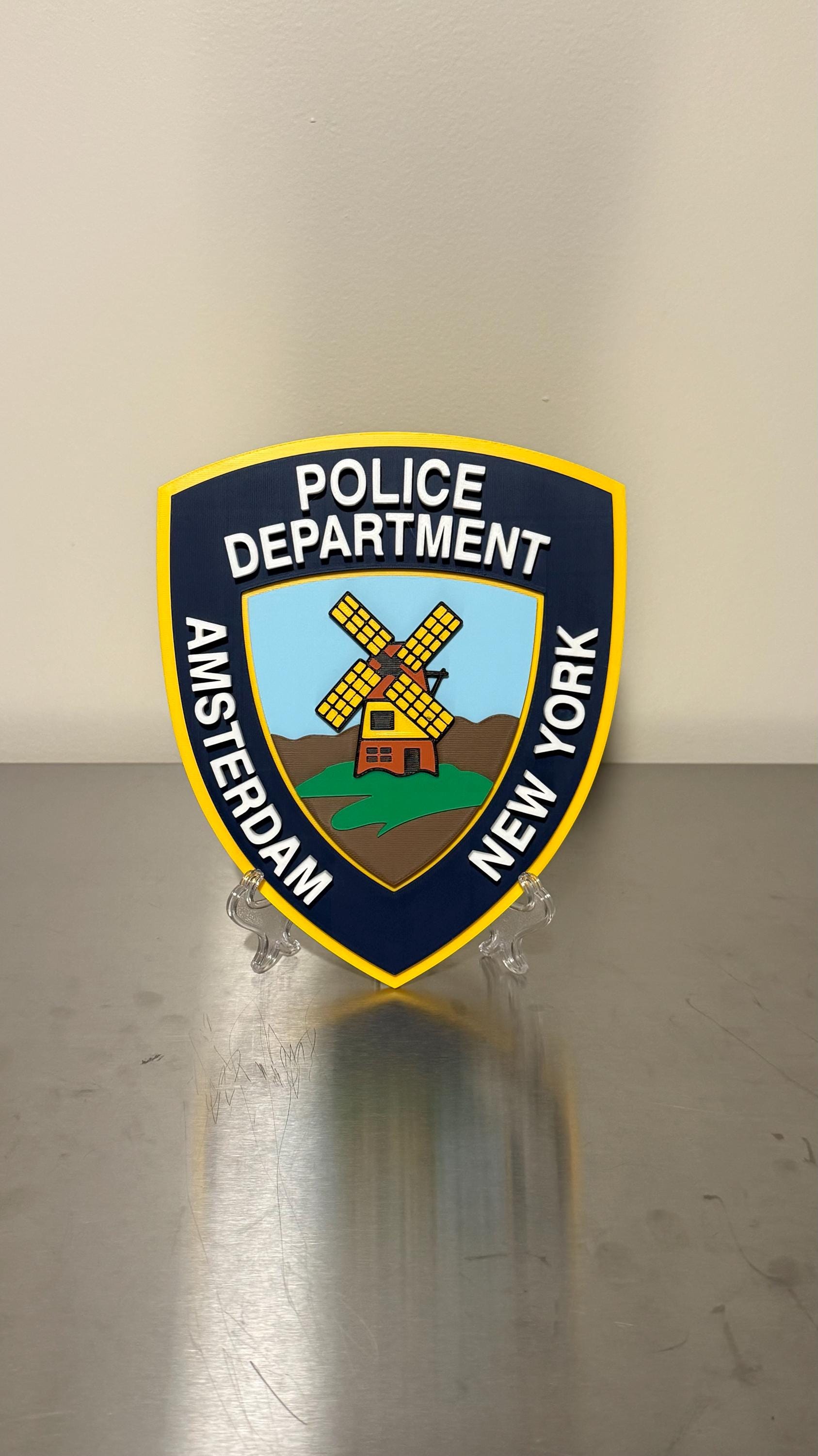 Amsterdam NY Police 3D Plaque: First Responder Wall Art New York Police Gift New York