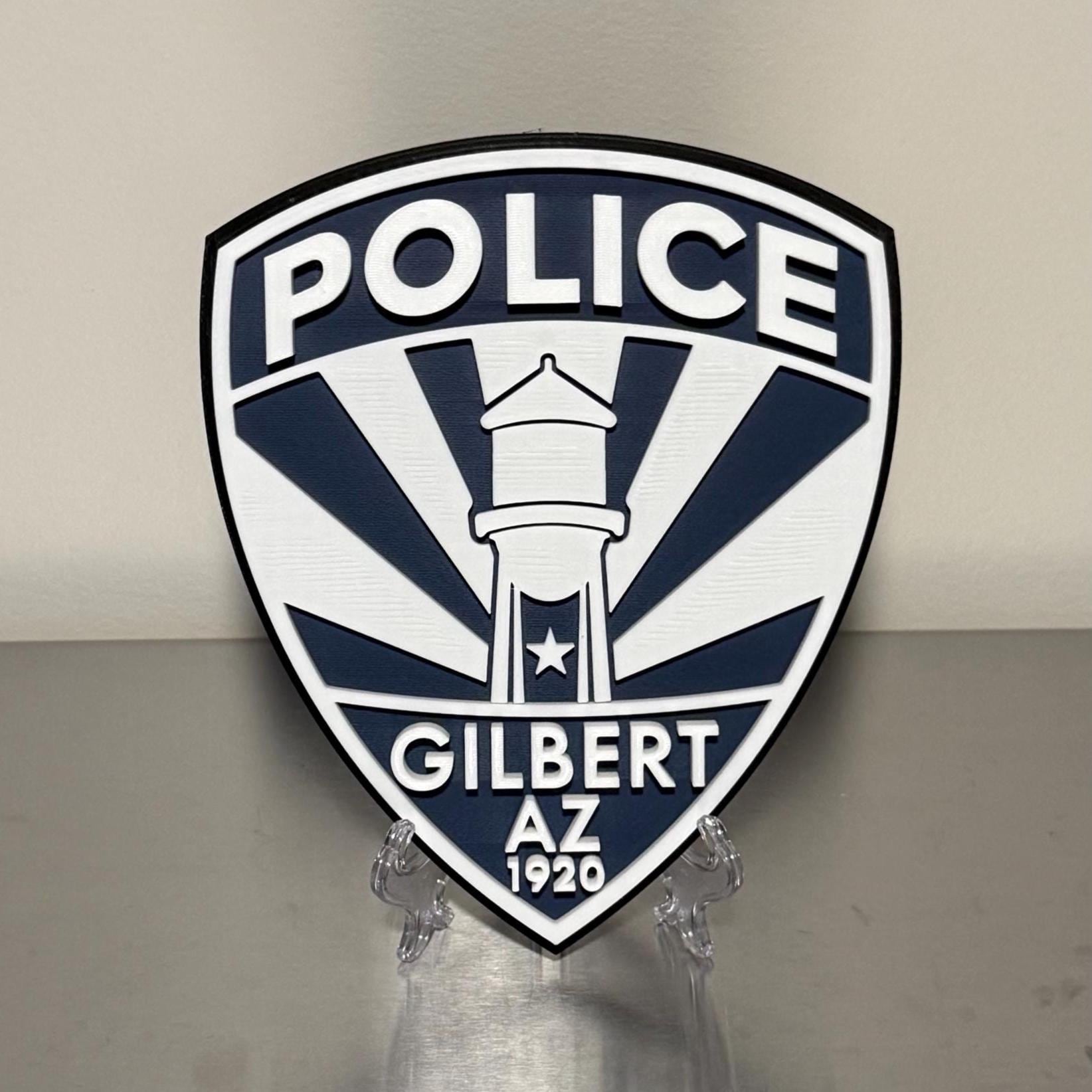 Gilbert Police Department 3D Display Plaque, First Responder Wall Art Arizona AZ