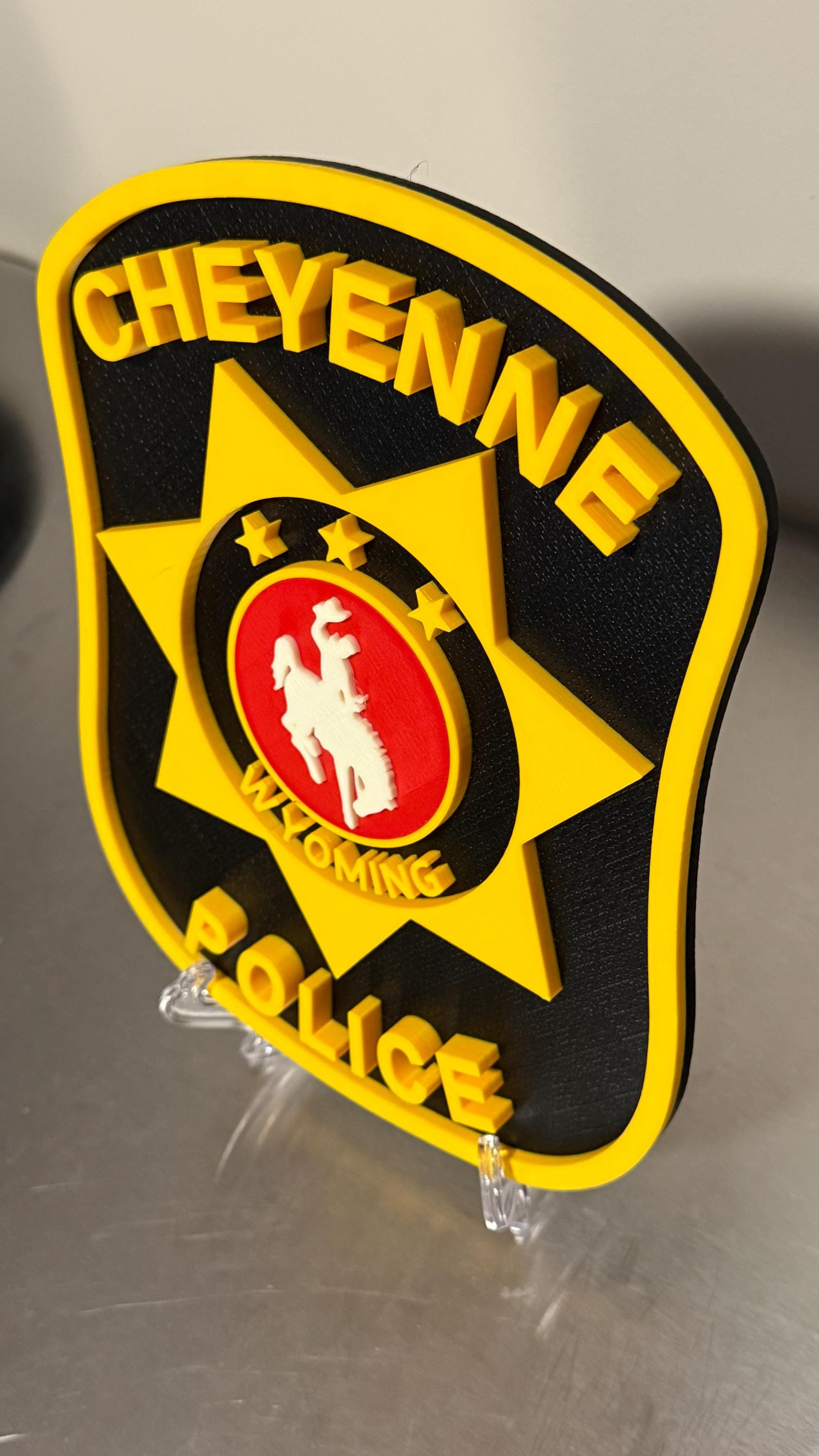 Cheyenne Police Department 3D Plaque, First Responder Wall Art Wyoming