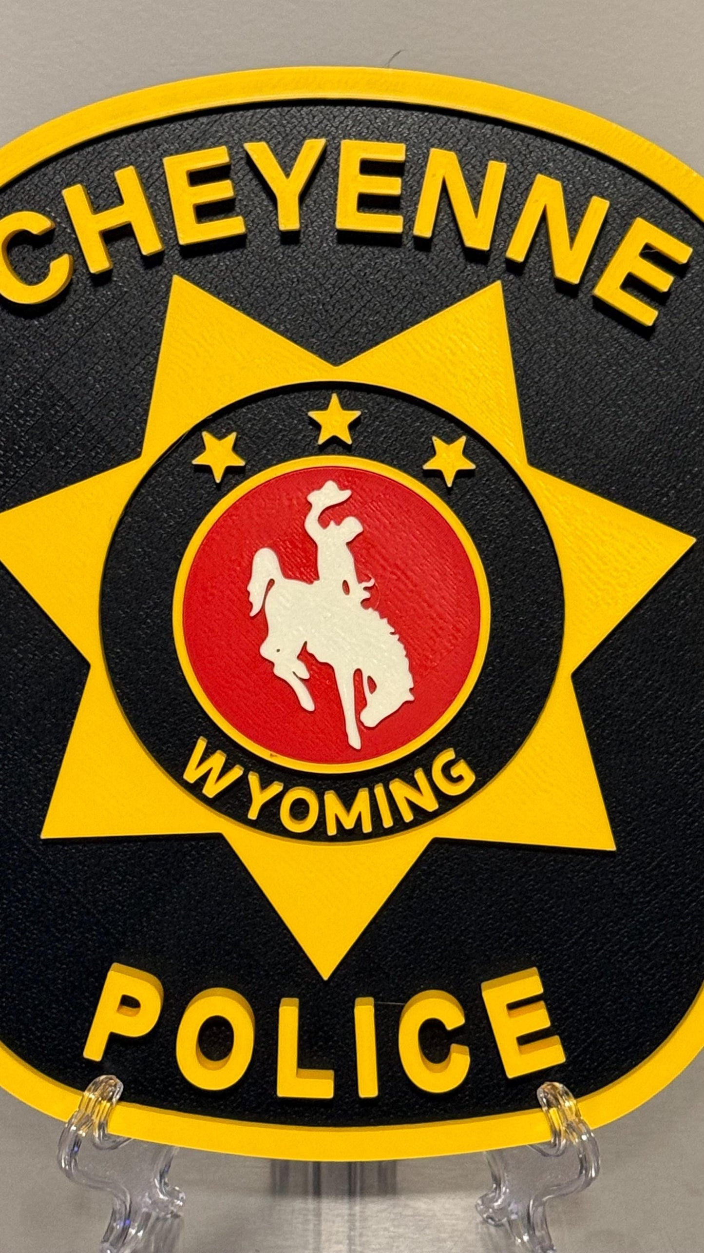 Cheyenne Police Department 3D Plaque, First Responder Wall Art Wyoming
