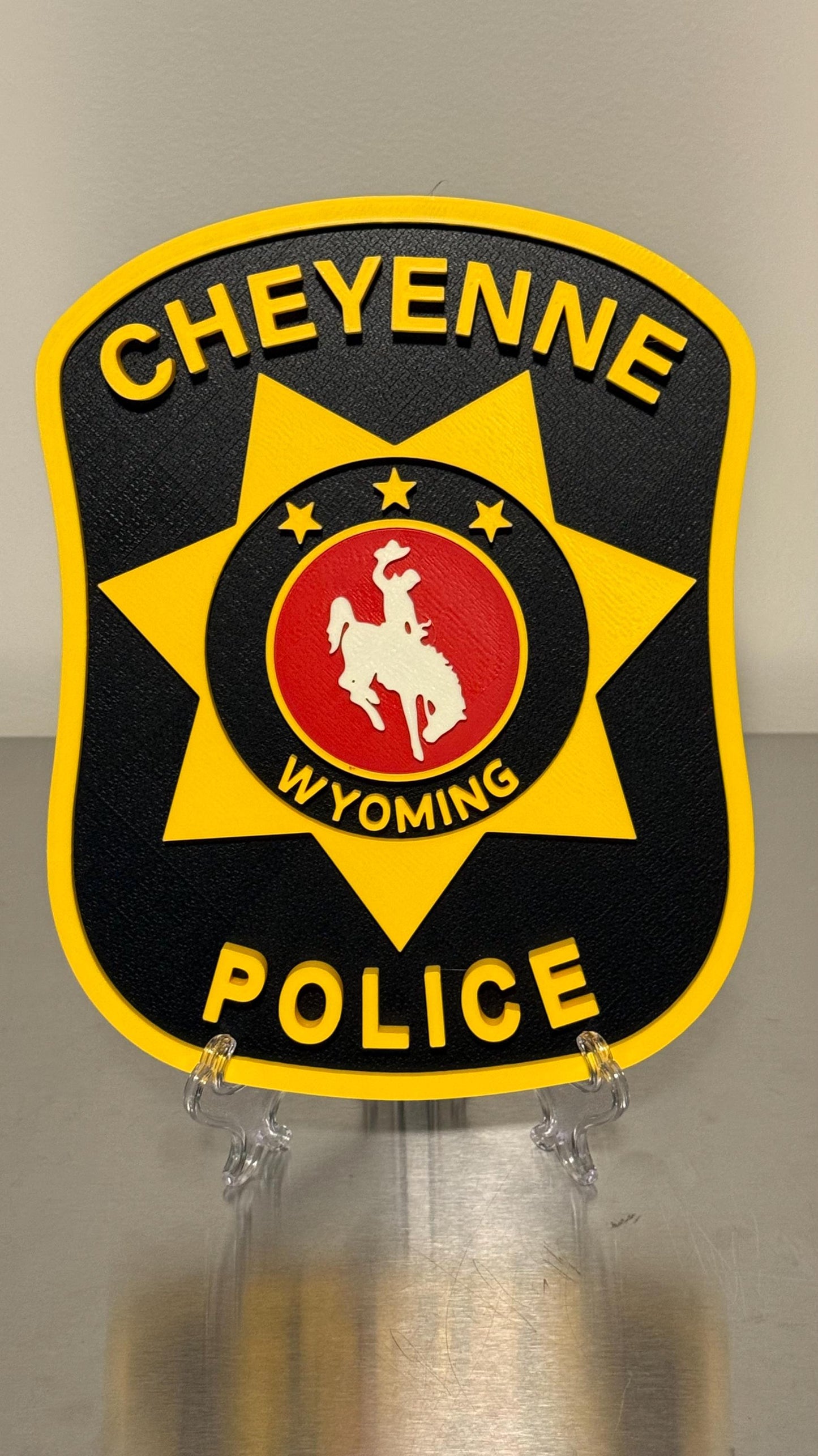 Cheyenne Police Department 3D Plaque, First Responder Wall Art Wyoming
