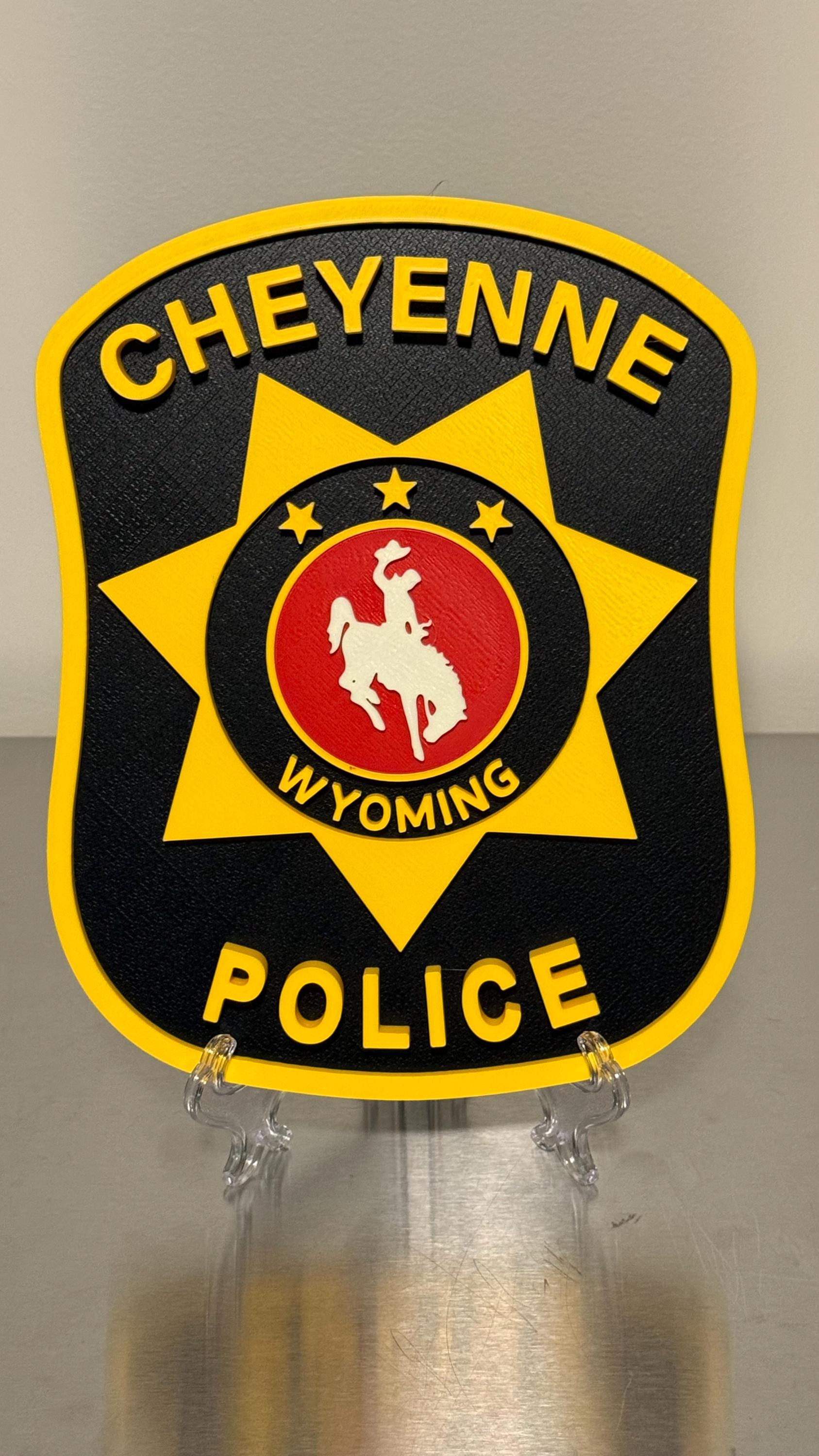 Cheyenne Police Department 3D Plaque, First Responder Wall Art Wyoming