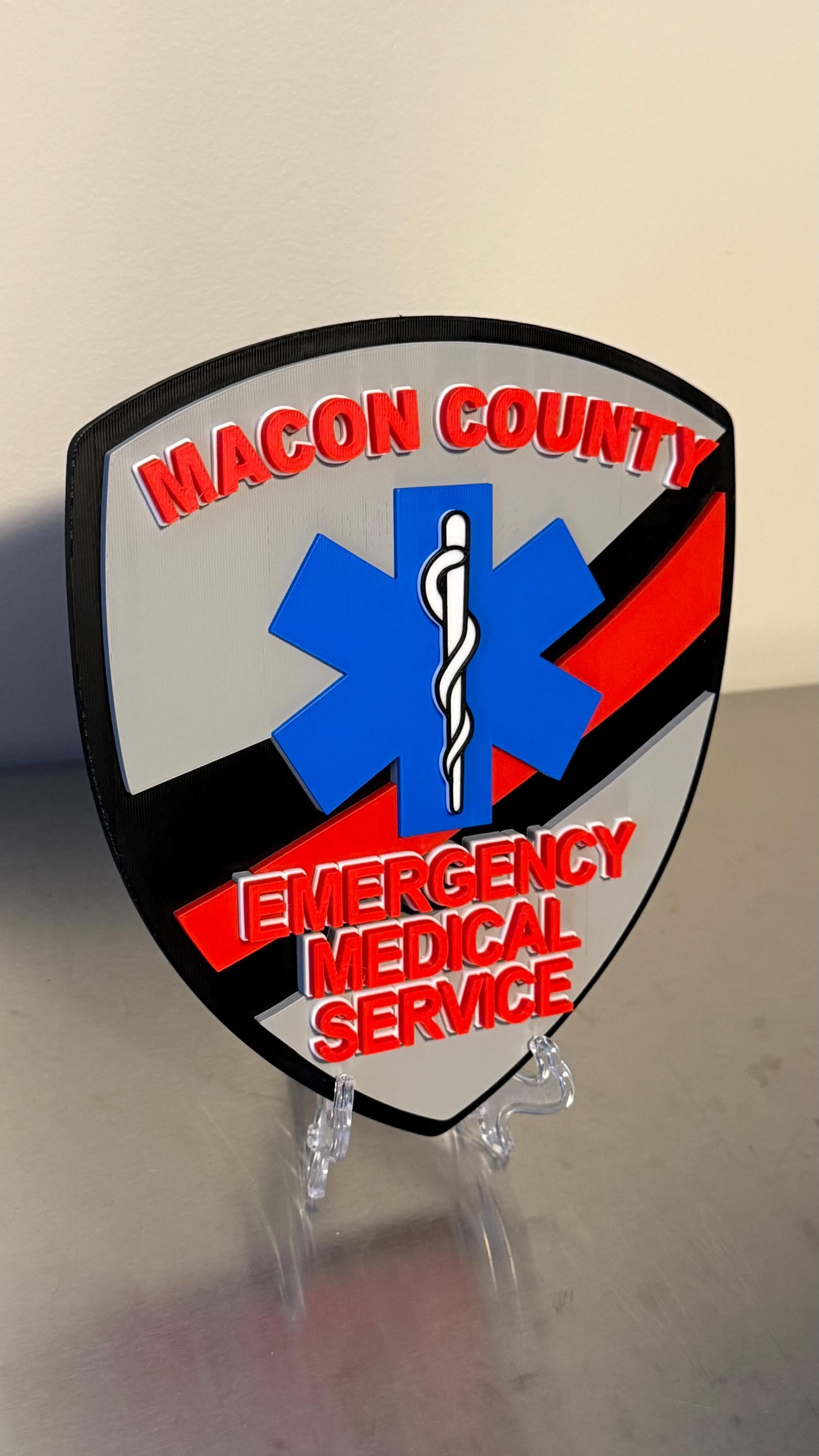 Macon County EMS 3D Plaque – First Responder Wall Decor Florida
