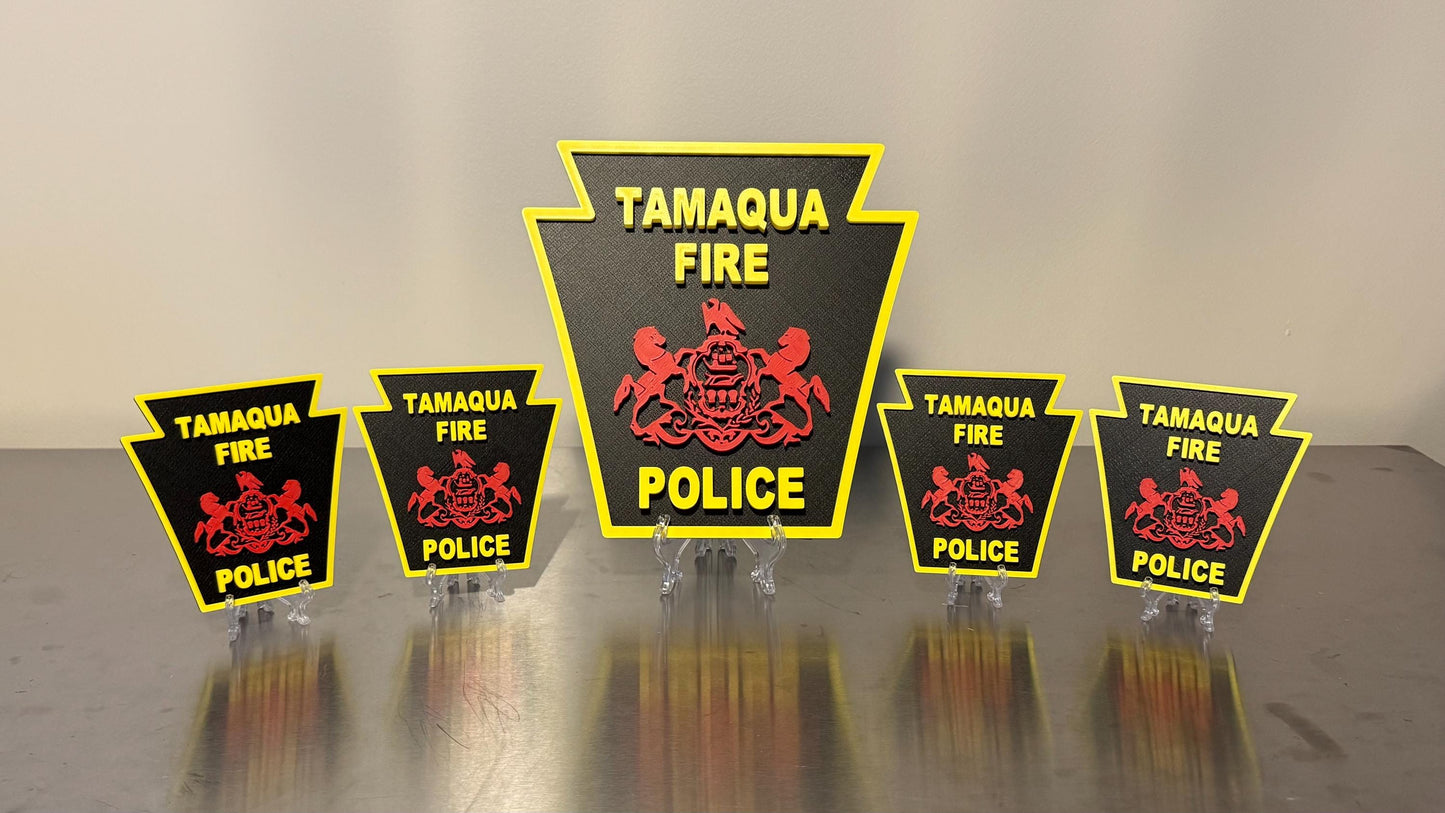 Tamaqua Pennsylvania Fire Police 3D Plaque - First Responder Wall Art Pennsylvania