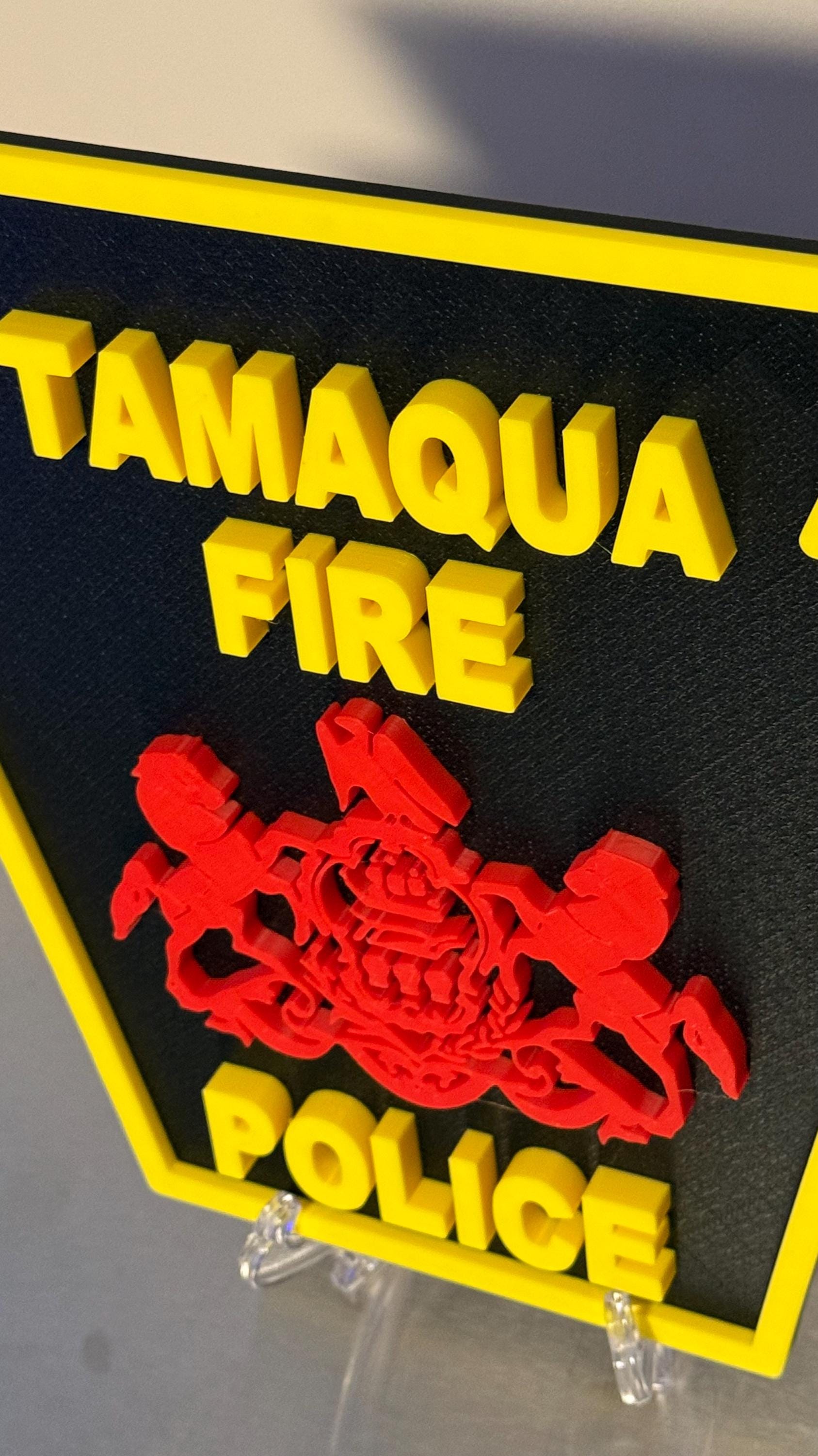 Tamaqua Pennsylvania Fire Police 3D Plaque - First Responder Wall Art Pennsylvania