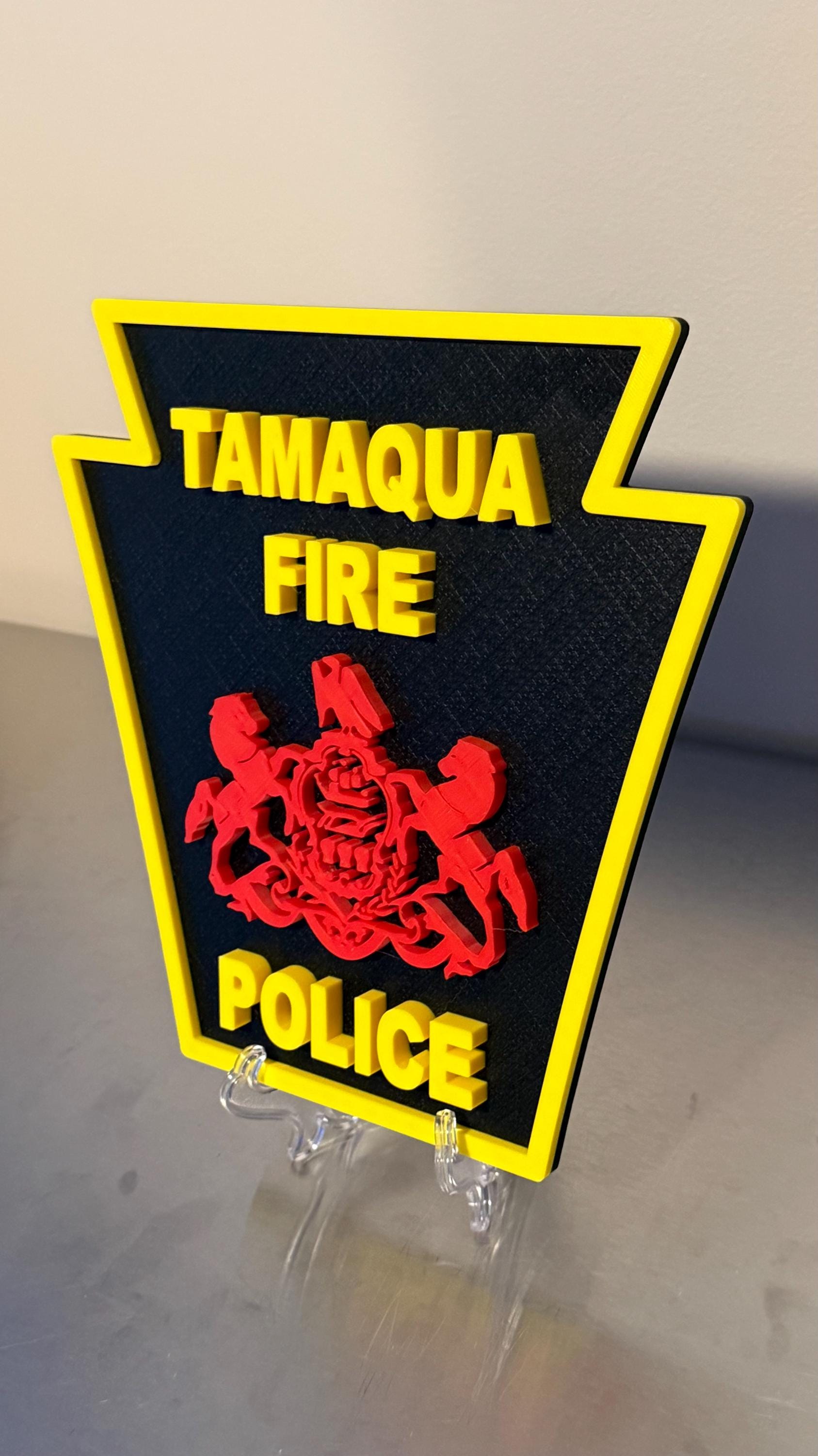 Tamaqua Pennsylvania Fire Police 3D Plaque - First Responder Wall Art Pennsylvania