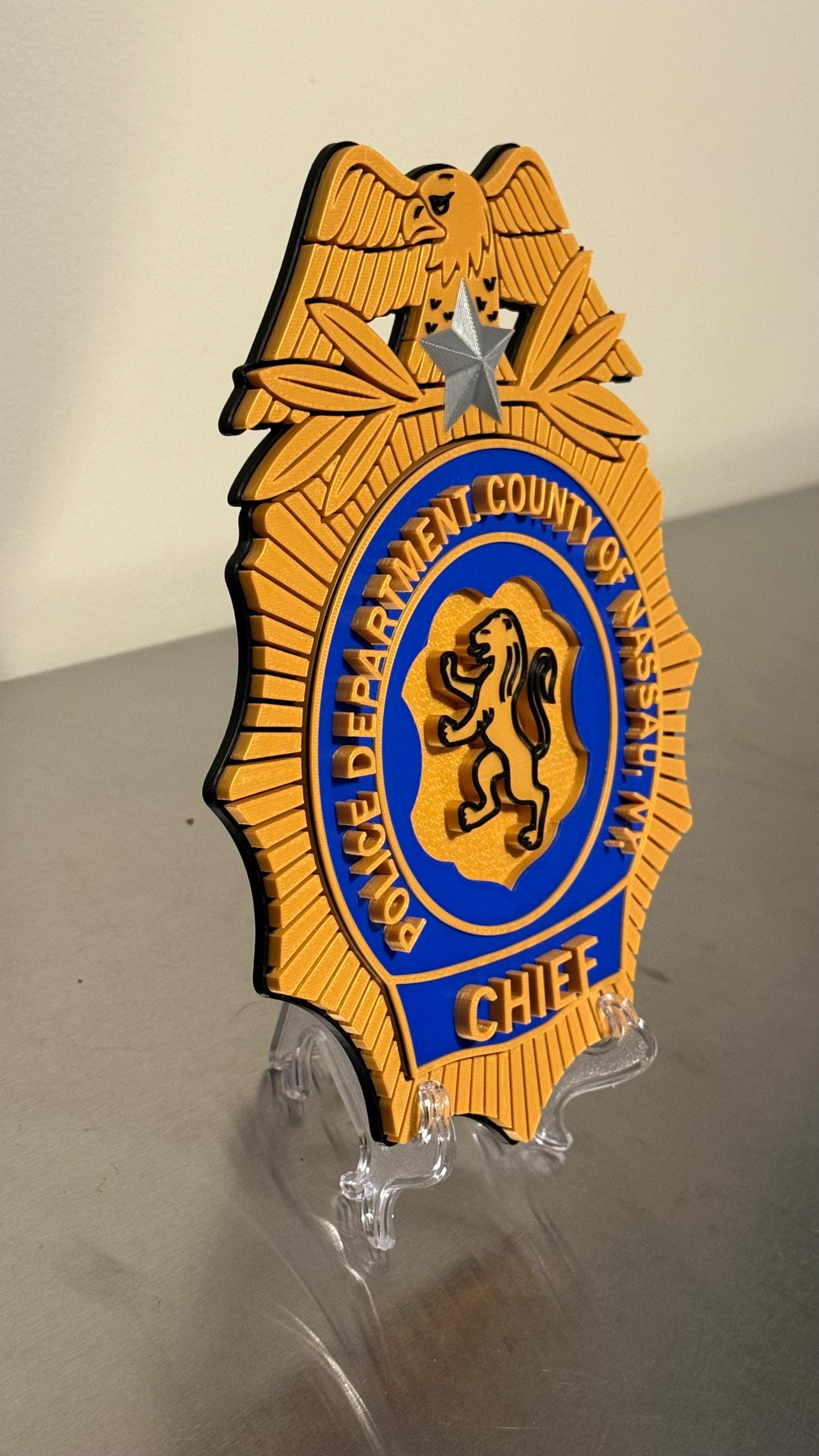 Nassau County Police Chief Shield 3D Display Plaque NY Police Gift New York