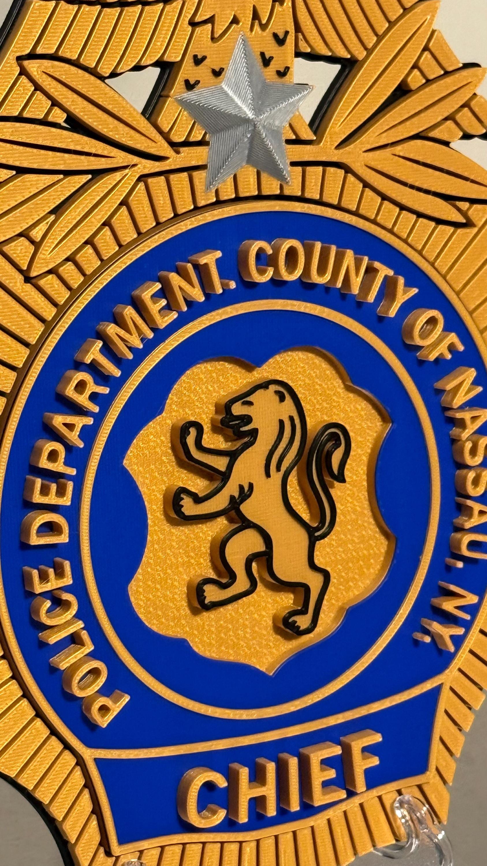 Nassau County Police Chief Shield 3D Display Plaque NY Police Gift New York