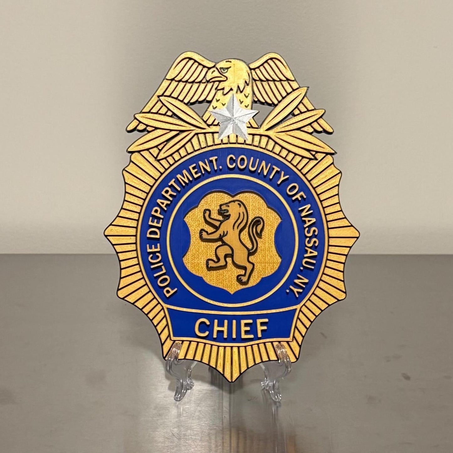 Nassau County Police Chief Shield 3D Display Plaque NY Police Gift New York