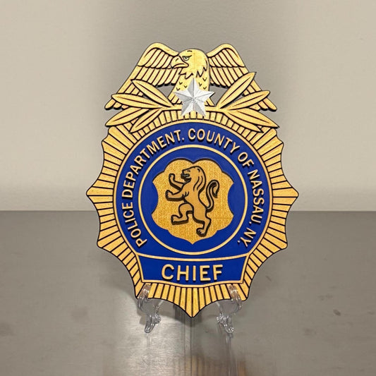 Nassau County Police Chief Shield 3D Display Plaque NY Police Gift New York