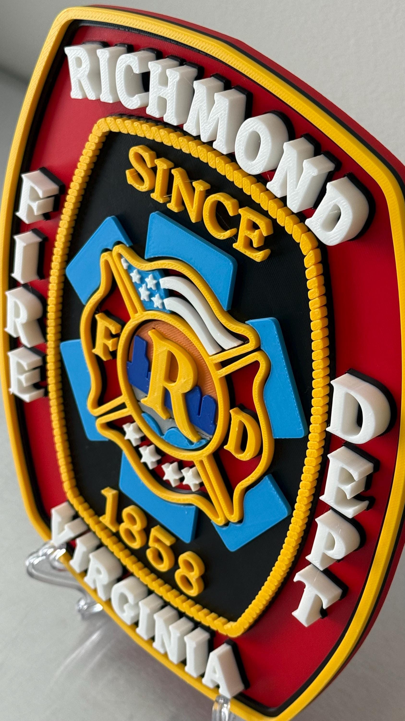 Richmond Firefighter Plaque: 3D Embossed Wall Art (Indoor Display)