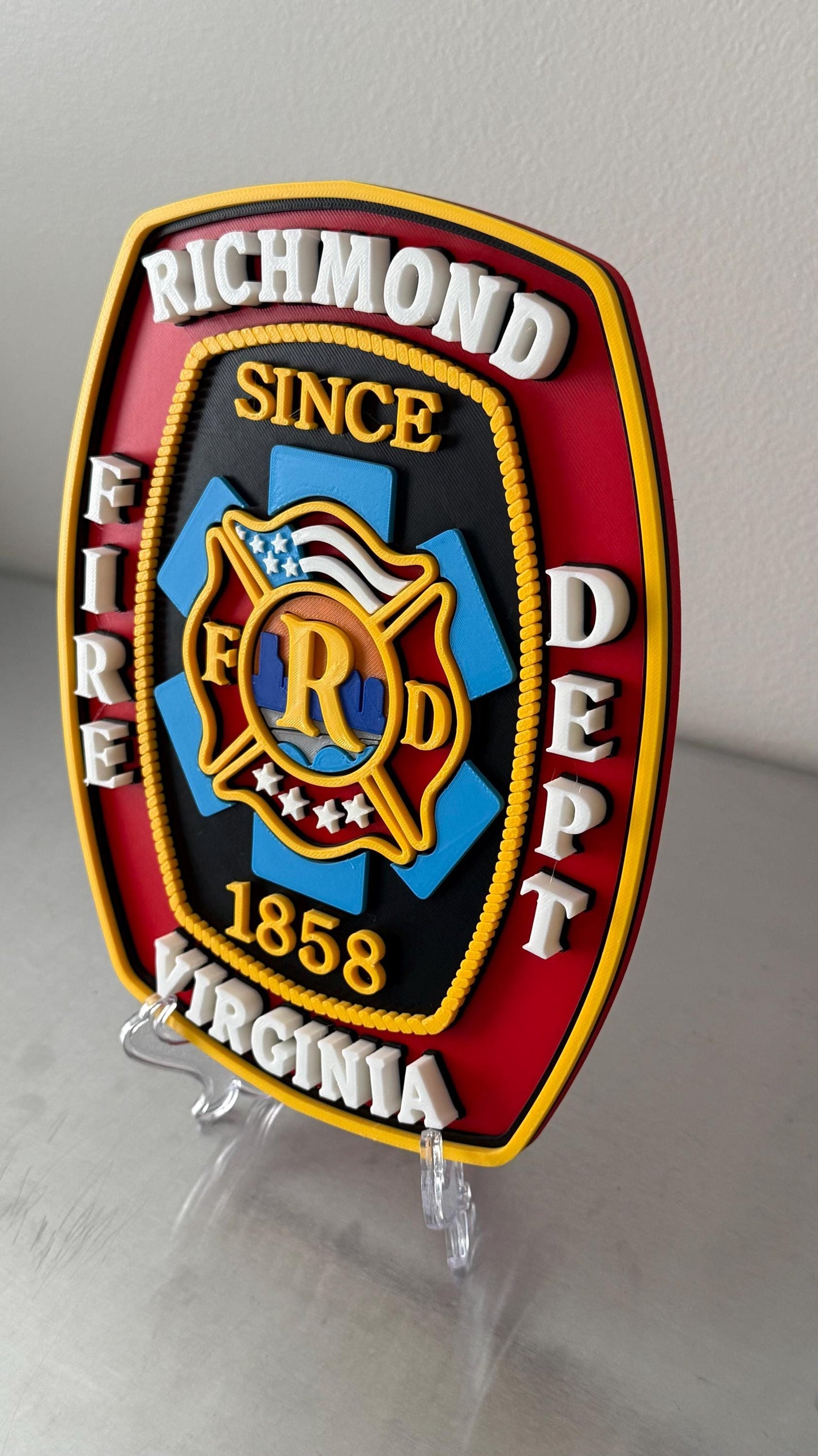 Richmond Firefighter Plaque: 3D Embossed Wall Art (Indoor Display)