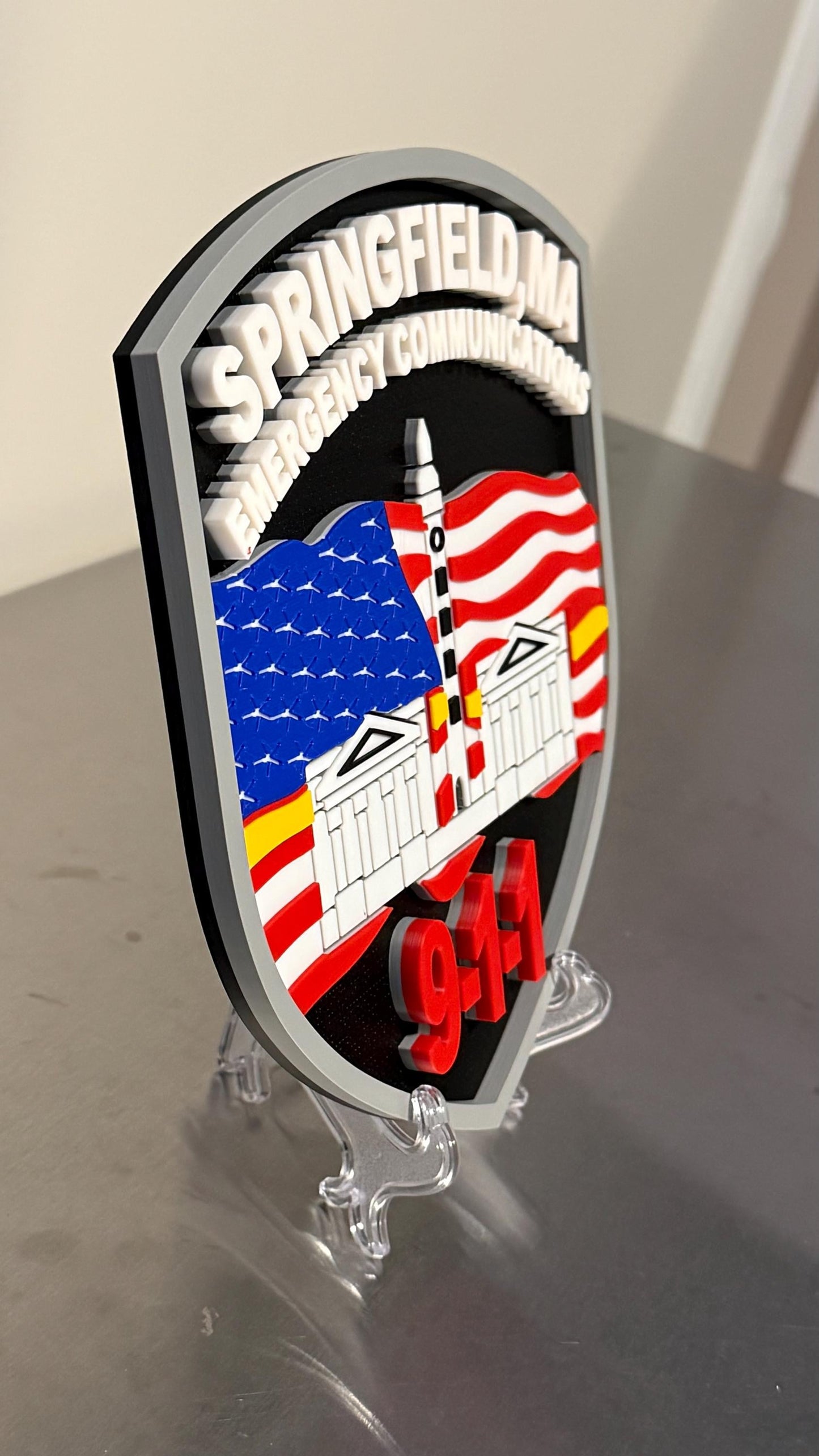 Emergency Communications Plaque: 3D Embossed Display (9x8 Inches) Massachusetts