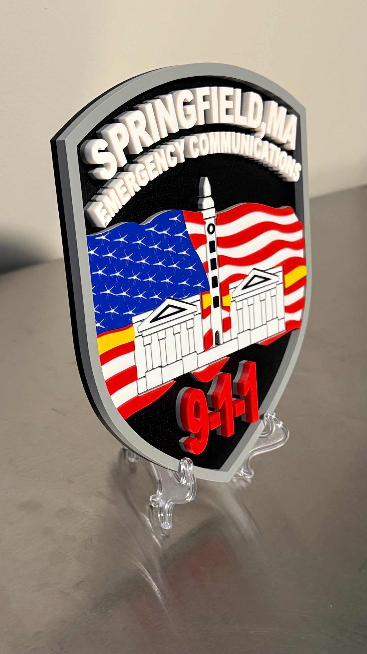 Emergency Communications Plaque: 3D Embossed Display (9x8 Inches) Massachusetts