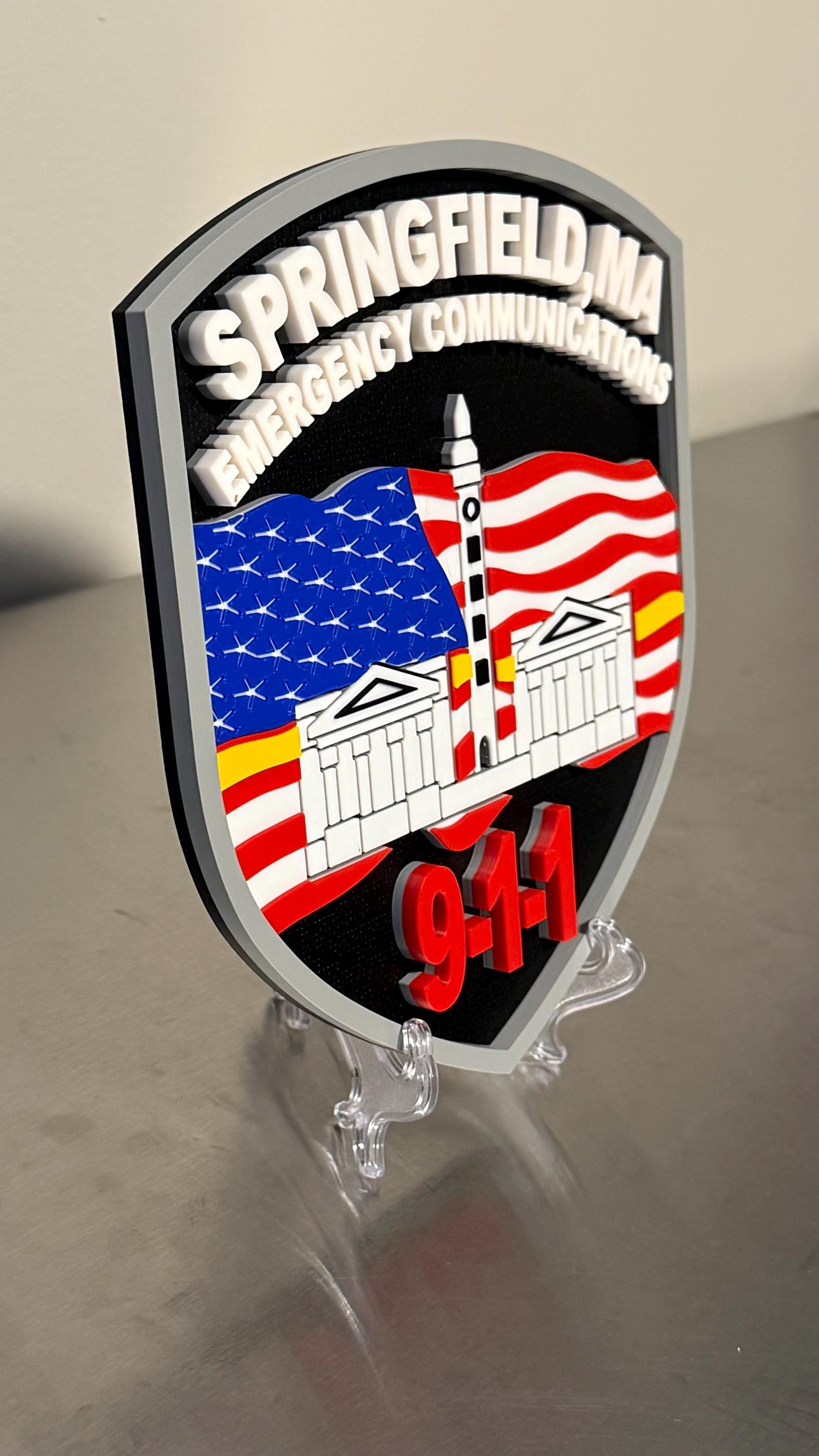 Emergency Communications Plaque: 3D Embossed Display (9x8 Inches) Massachusetts