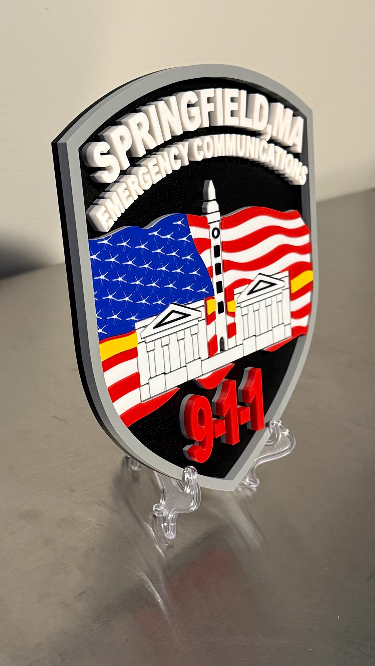 Emergency Communications Plaque: 3D Embossed Display (9x8 Inches) Massachusetts