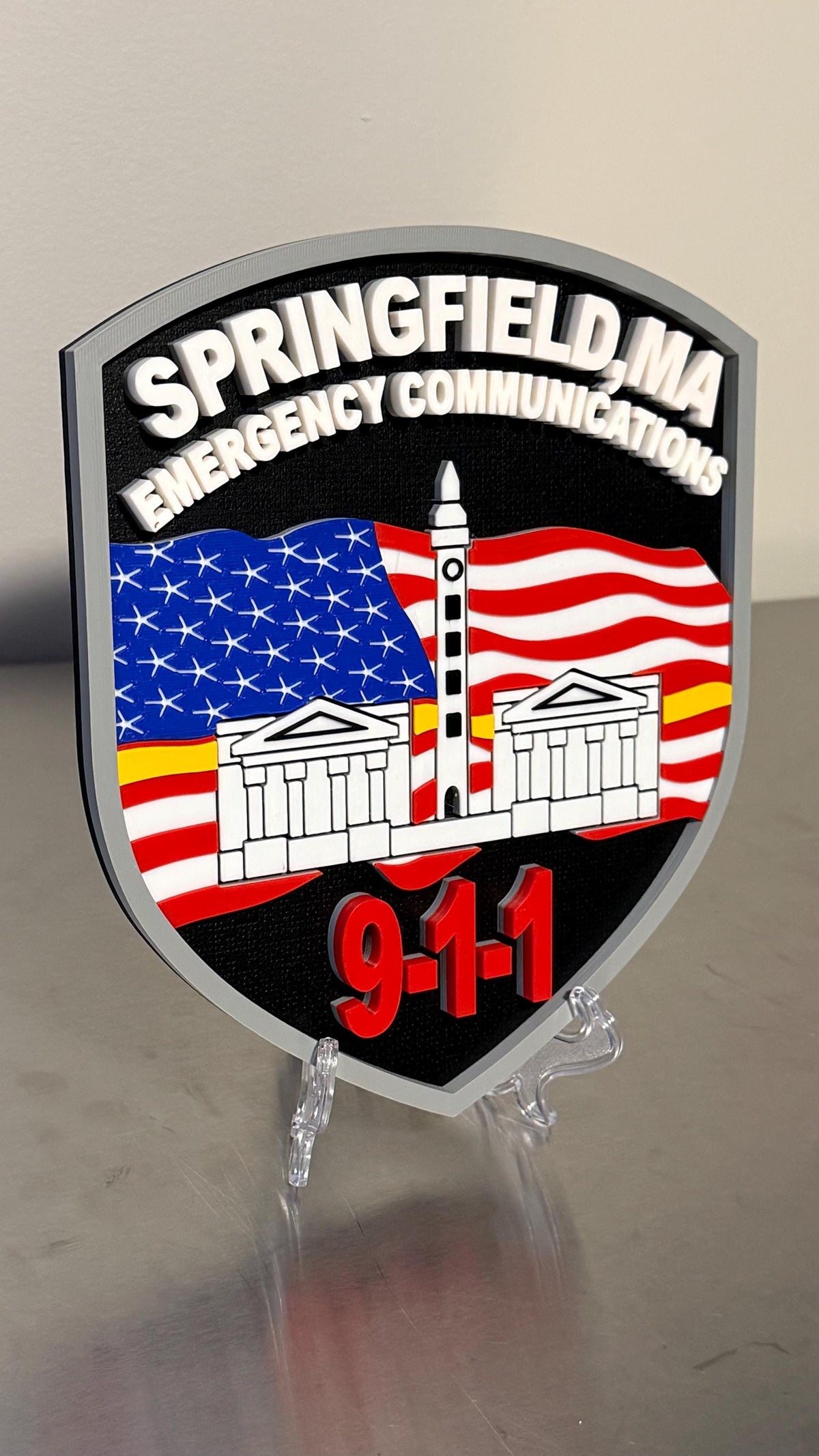 Emergency Communications Plaque: 3D Embossed Display (9x8 Inches) Massachusetts