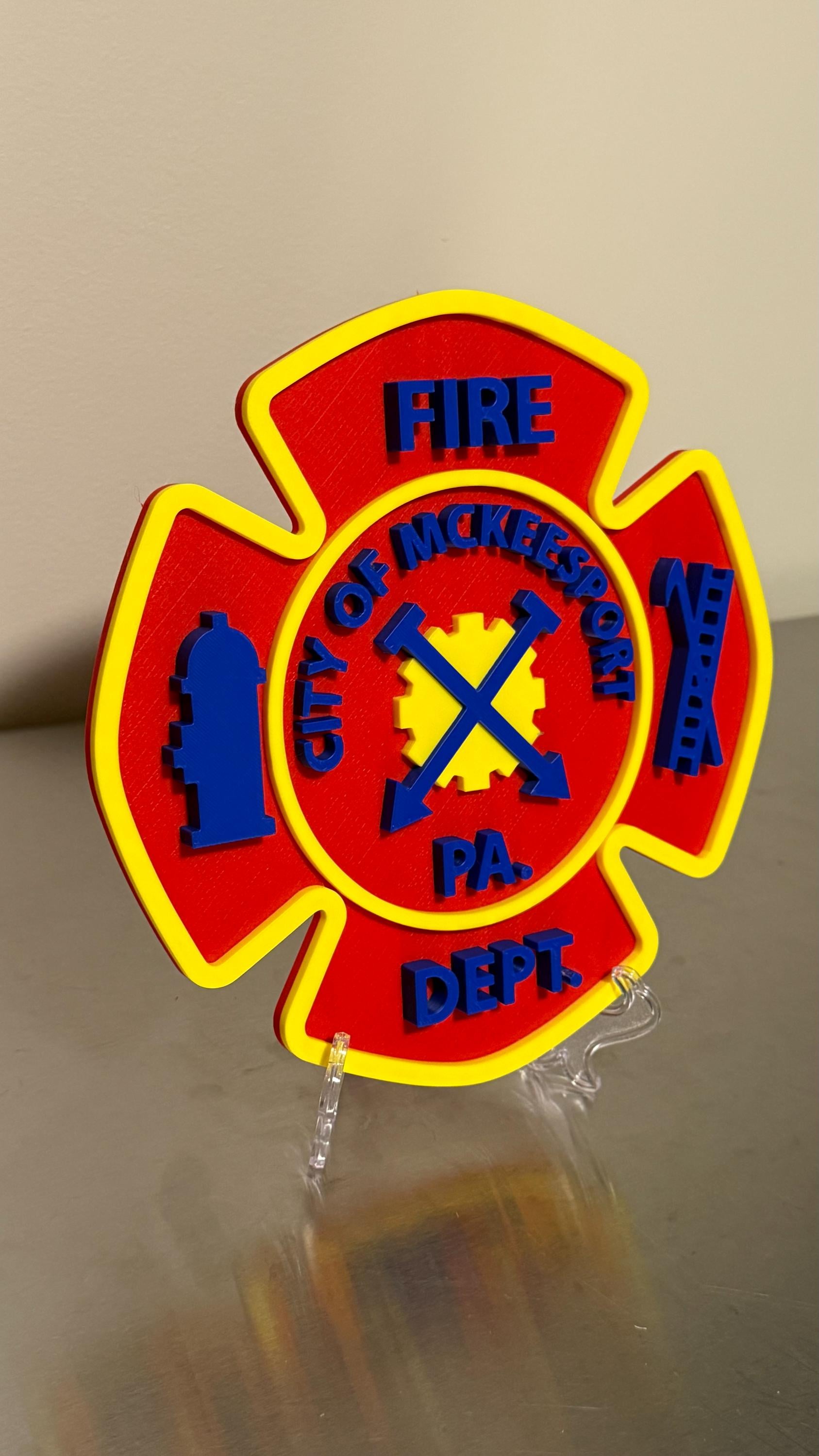 McKeesport Fire Department 3D Display Plaque First Responder Wall Art PA Firefighter Gift Pennsylvania