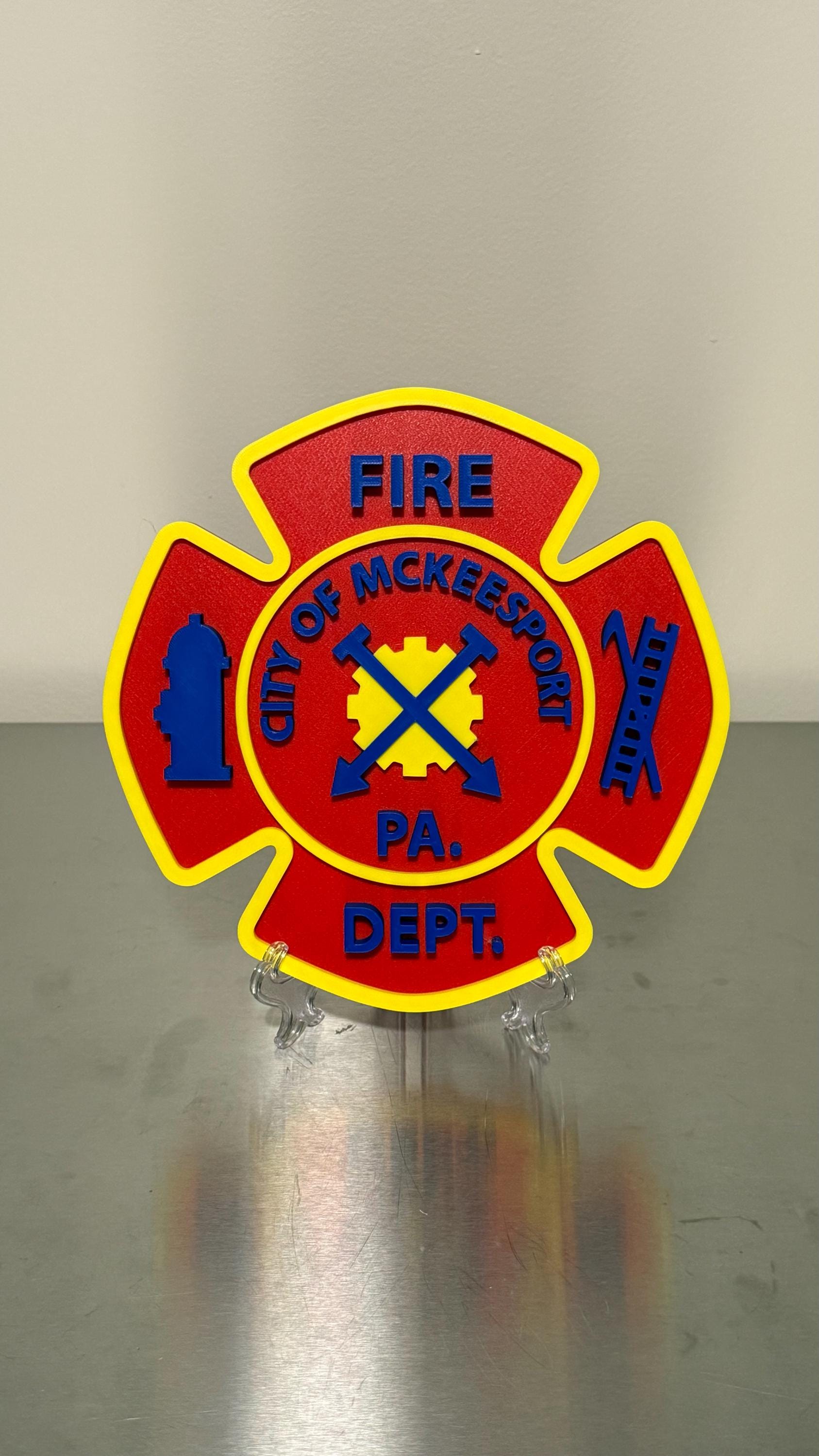 McKeesport Fire Department 3D Display Plaque First Responder Wall Art PA Firefighter Gift Pennsylvania