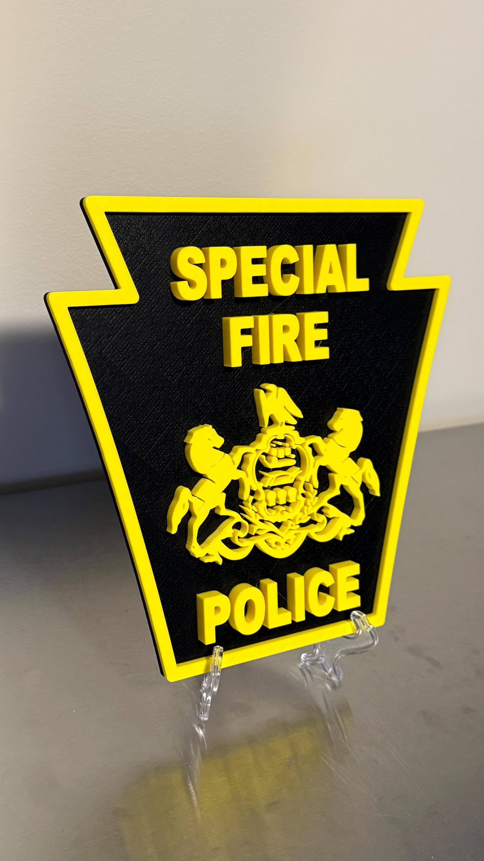 Pennsylvania Fire Police Logo 3D Plaque - First Responder Wall Decor