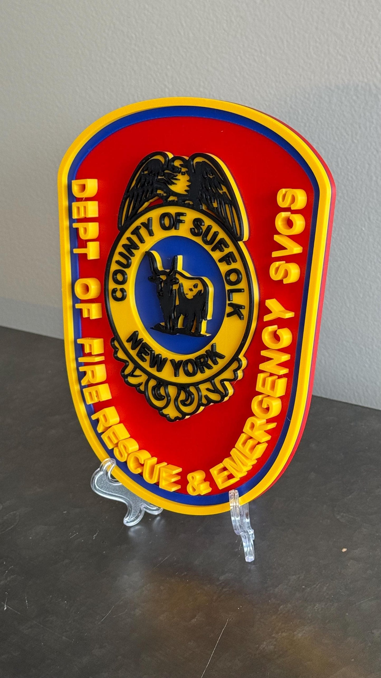 Suffolk County Fire Rescue 3D Plaque: Long Island First Responder Wall Decor New York