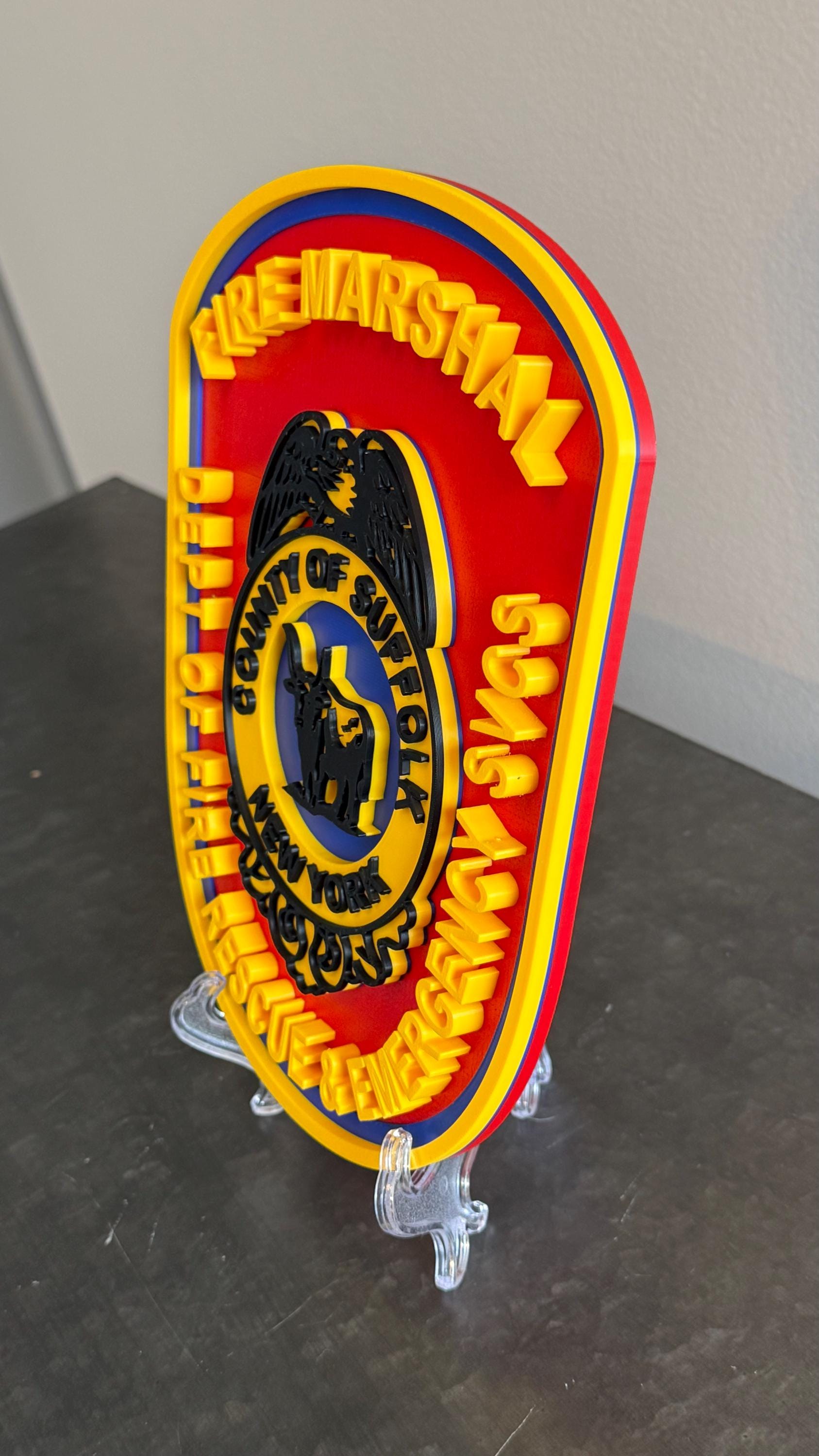 Suffolk County Fire Rescue 3D Plaque: Long Island First Responder Wall Decor New York