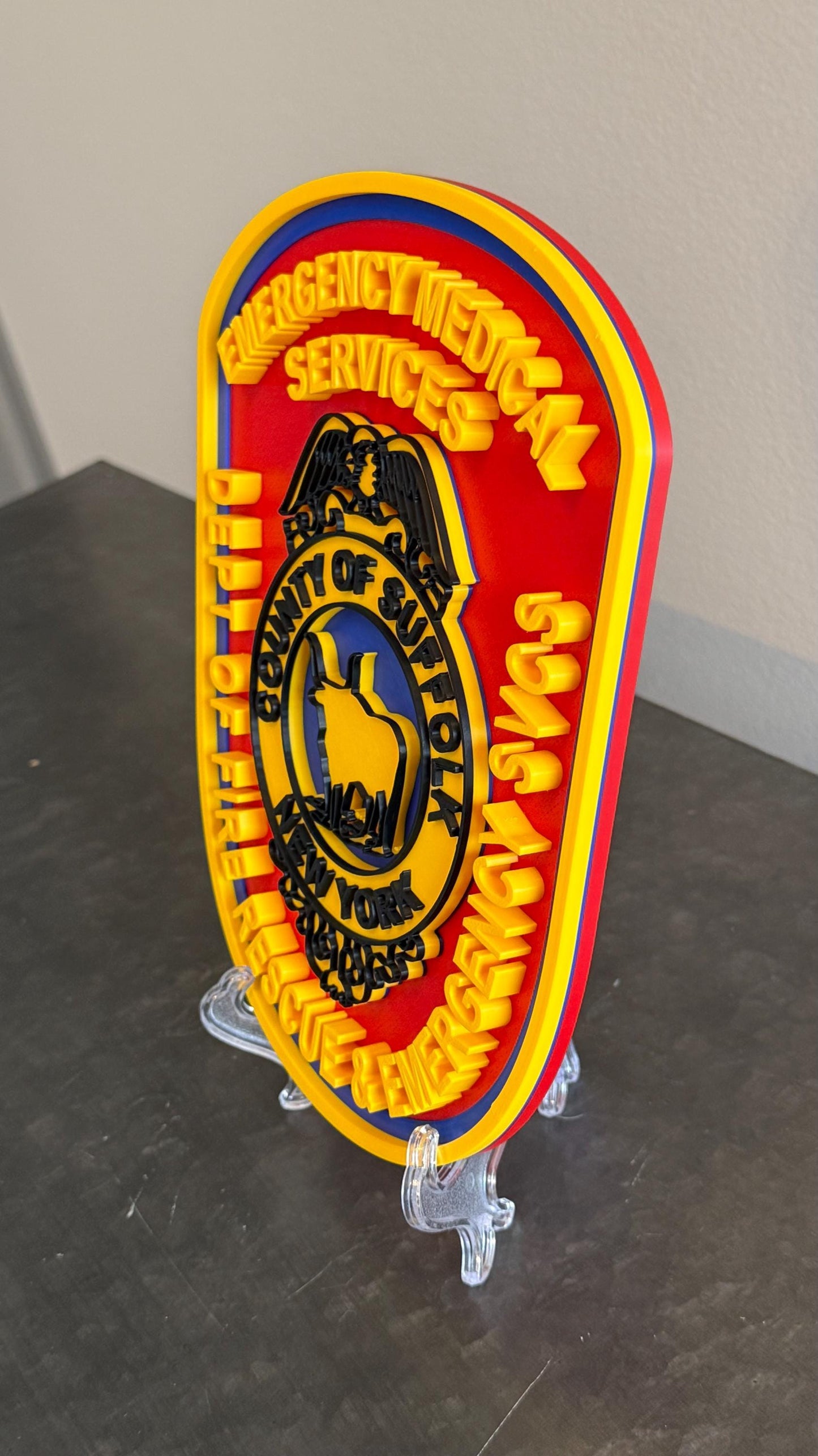 Suffolk County Fire Rescue 3D Plaque: Long Island First Responder Wall Decor New York