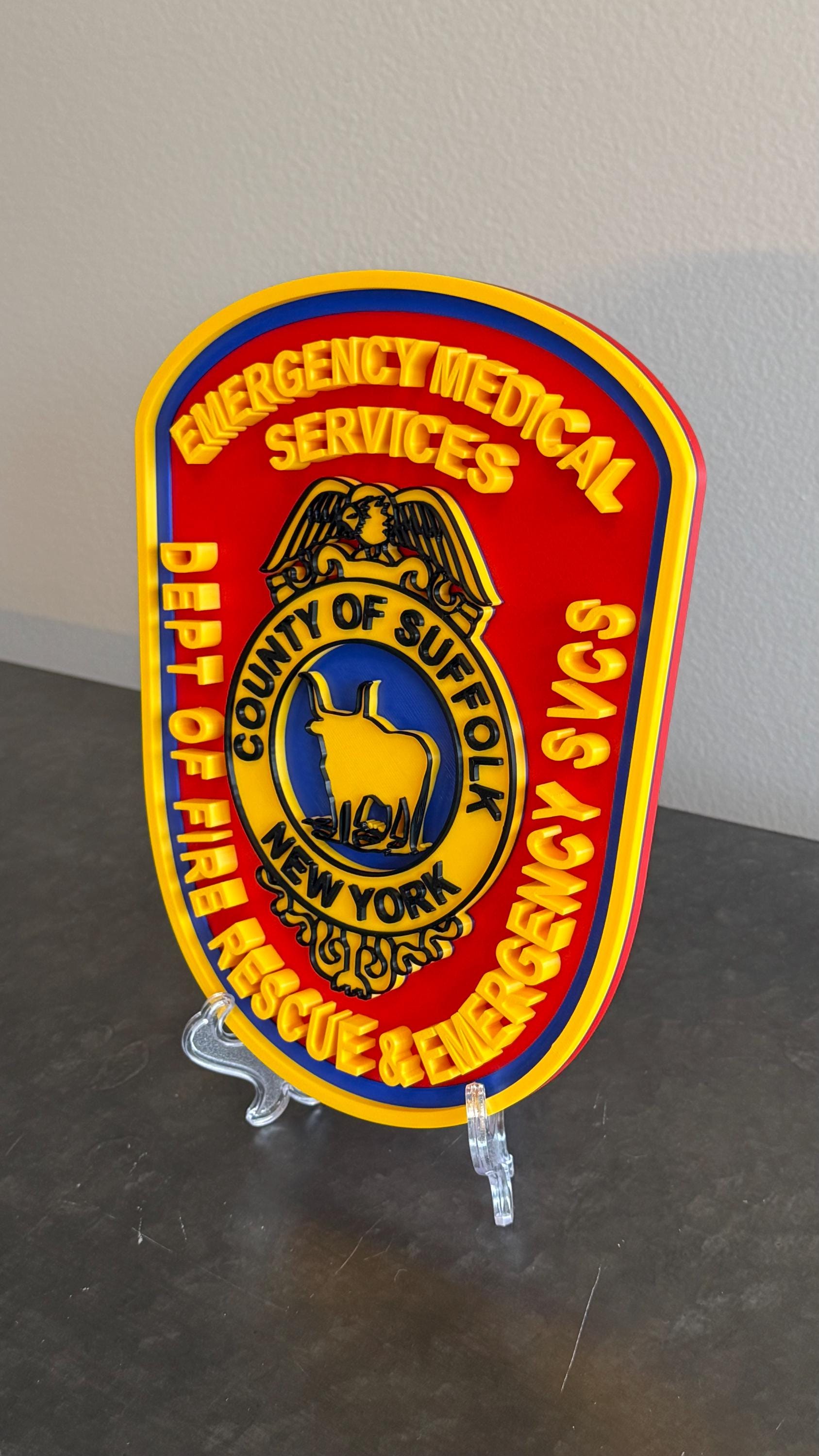 Suffolk County Fire Rescue 3D Plaque: Long Island First Responder Wall Decor New York