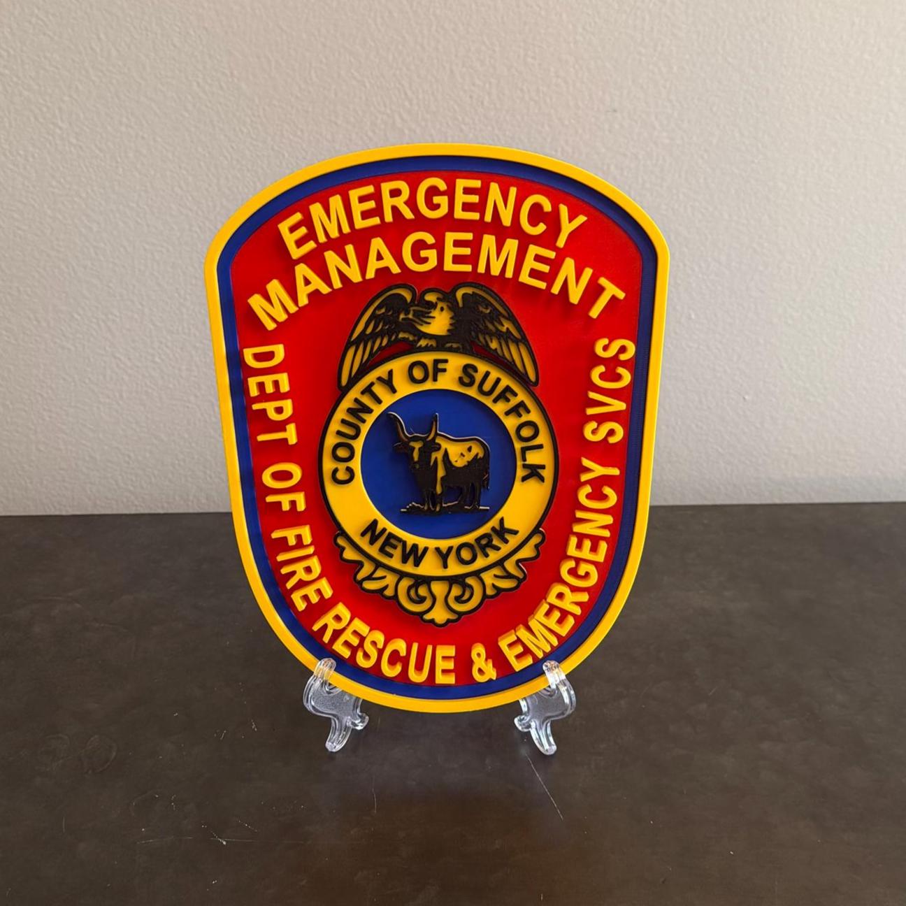Suffolk County Fire Rescue 3D Plaque: Long Island First Responder Wall Decor New York