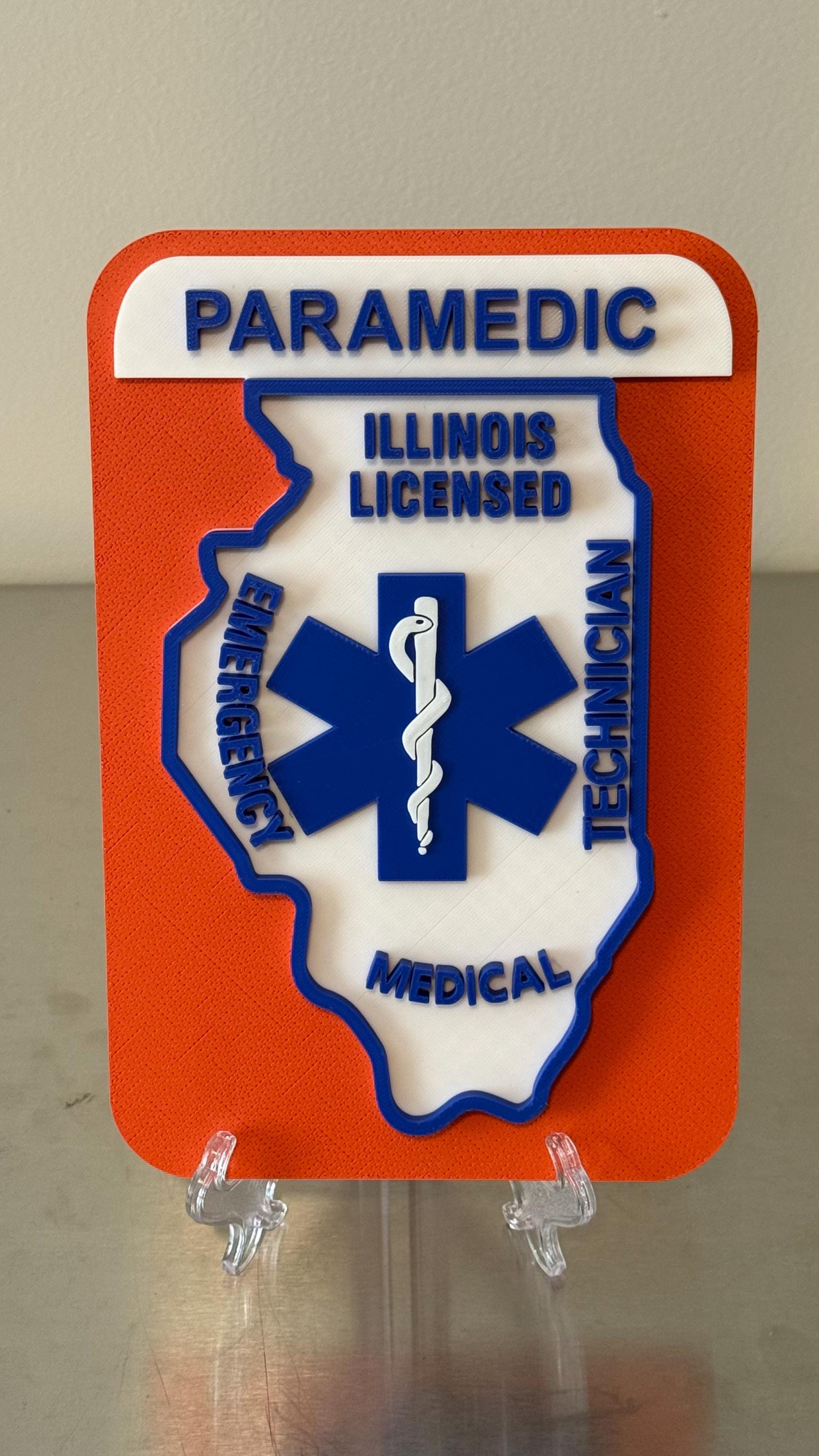 Illinois EMT & Paramedic 3D Display Plaque First Responder Wall Art IL EMS