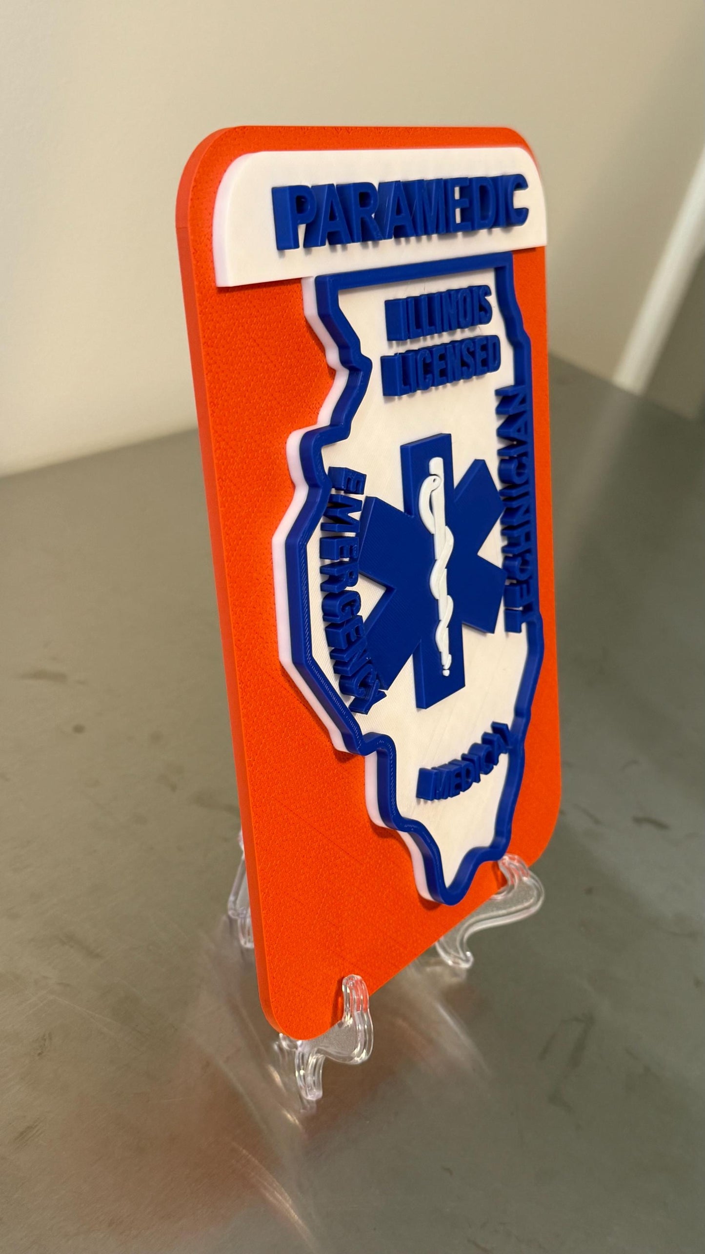 Illinois EMT & Paramedic 3D Display Plaque First Responder Wall Art IL EMS