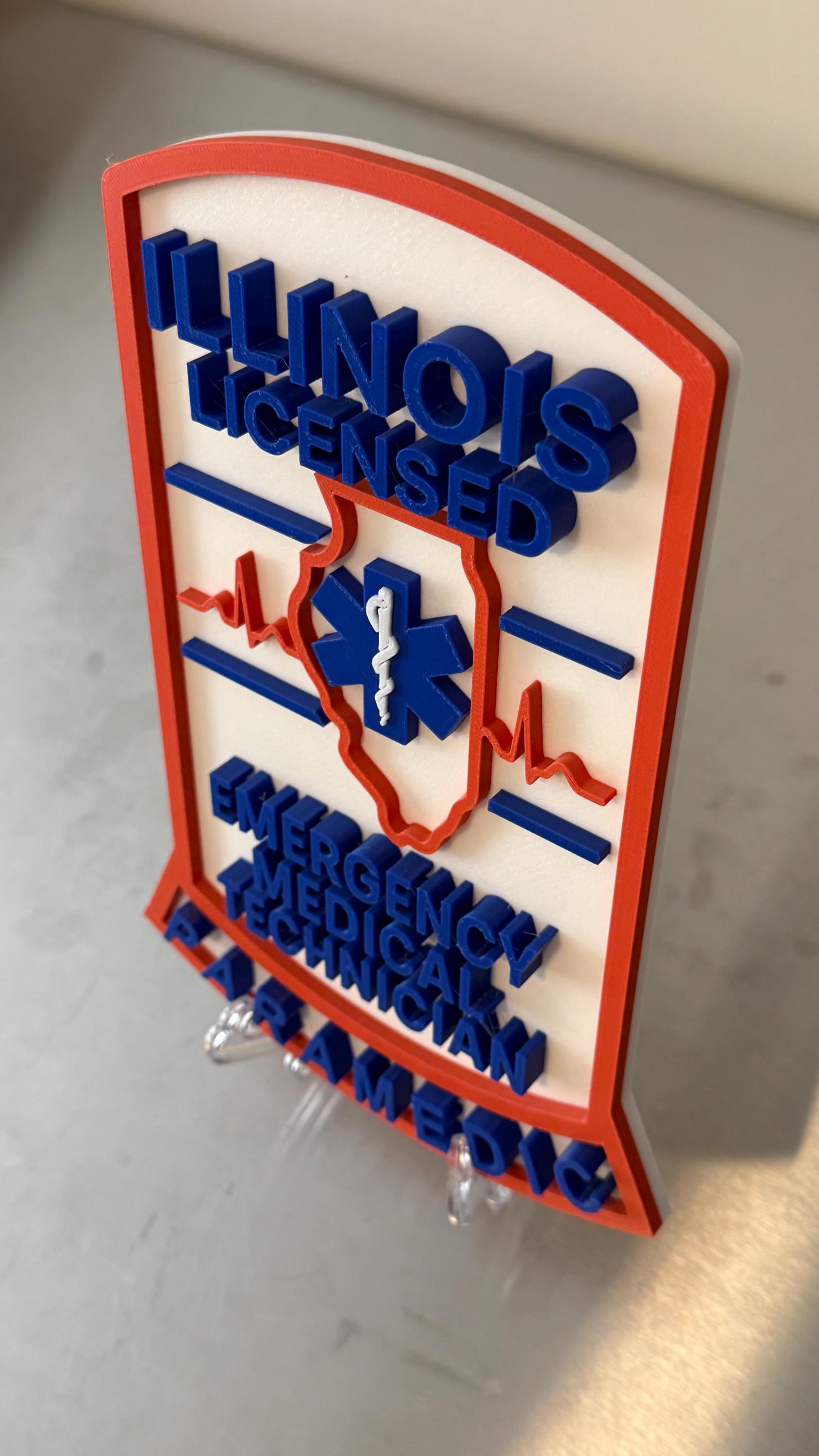 Illinois EMT & Paramedic 3D Display Plaque First Responder Wall Art IL EMS