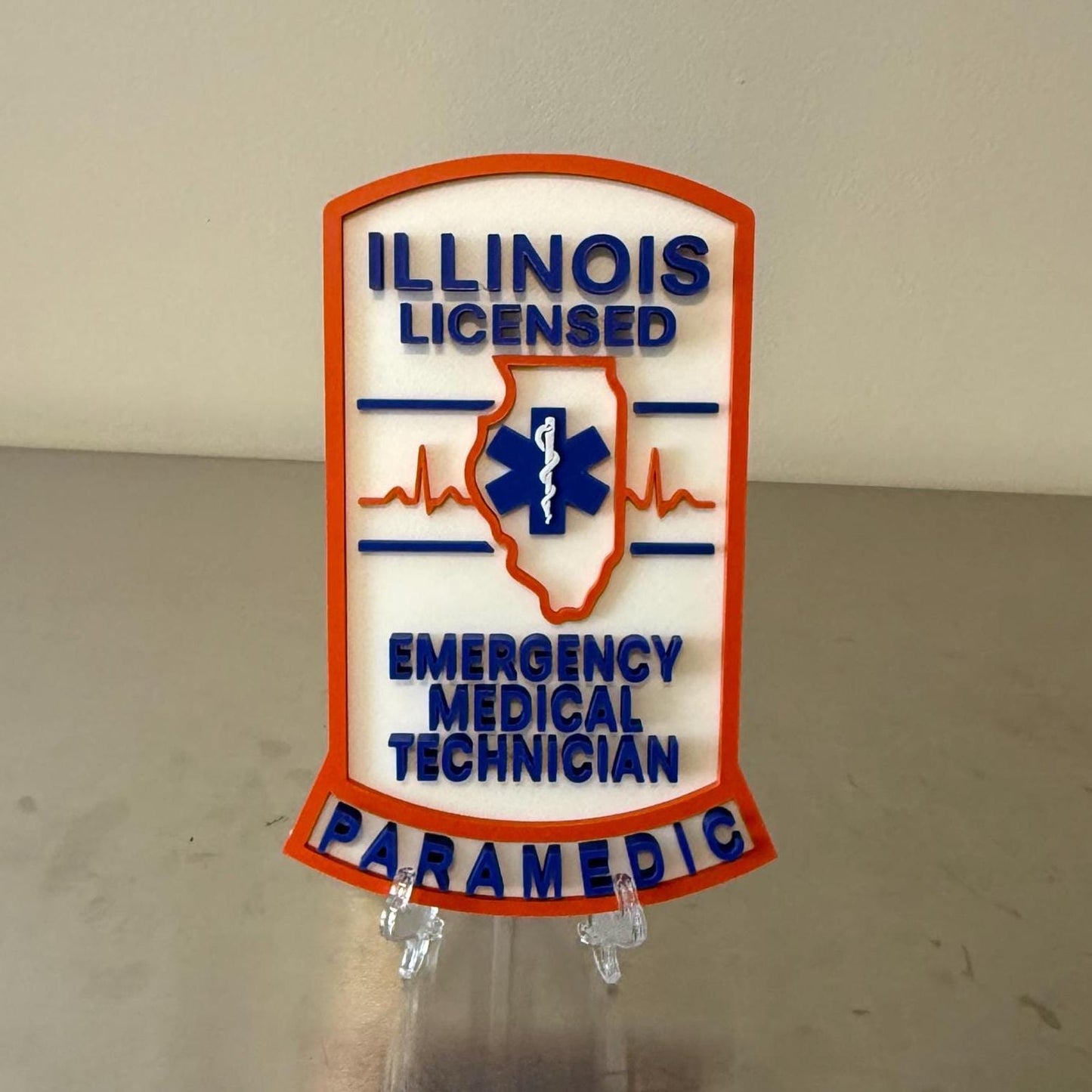 Illinois EMT & Paramedic 3D Display Plaque First Responder Wall Art IL EMS
