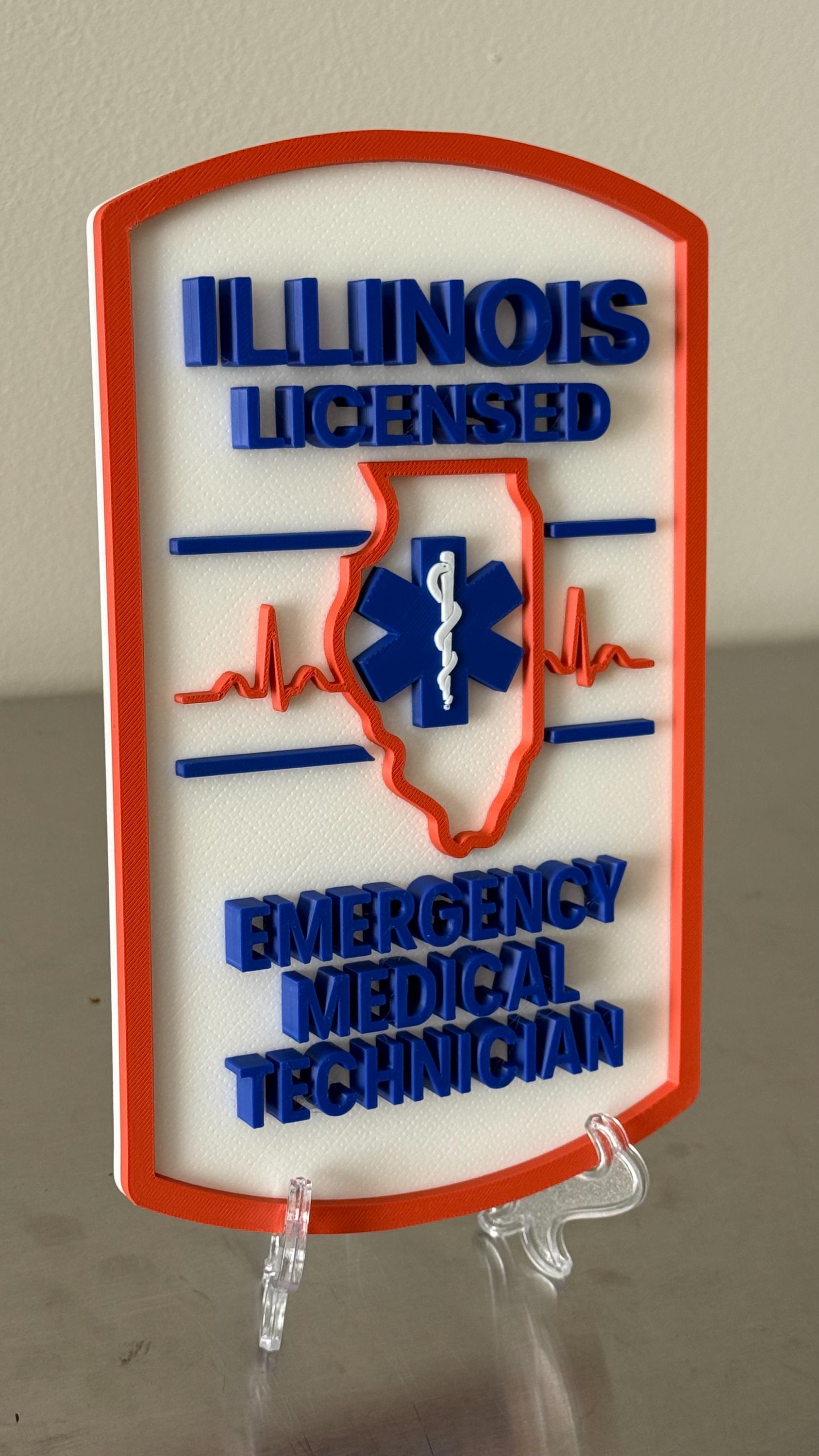 Illinois EMT & Paramedic 3D Display Plaque First Responder Wall Art IL EMS