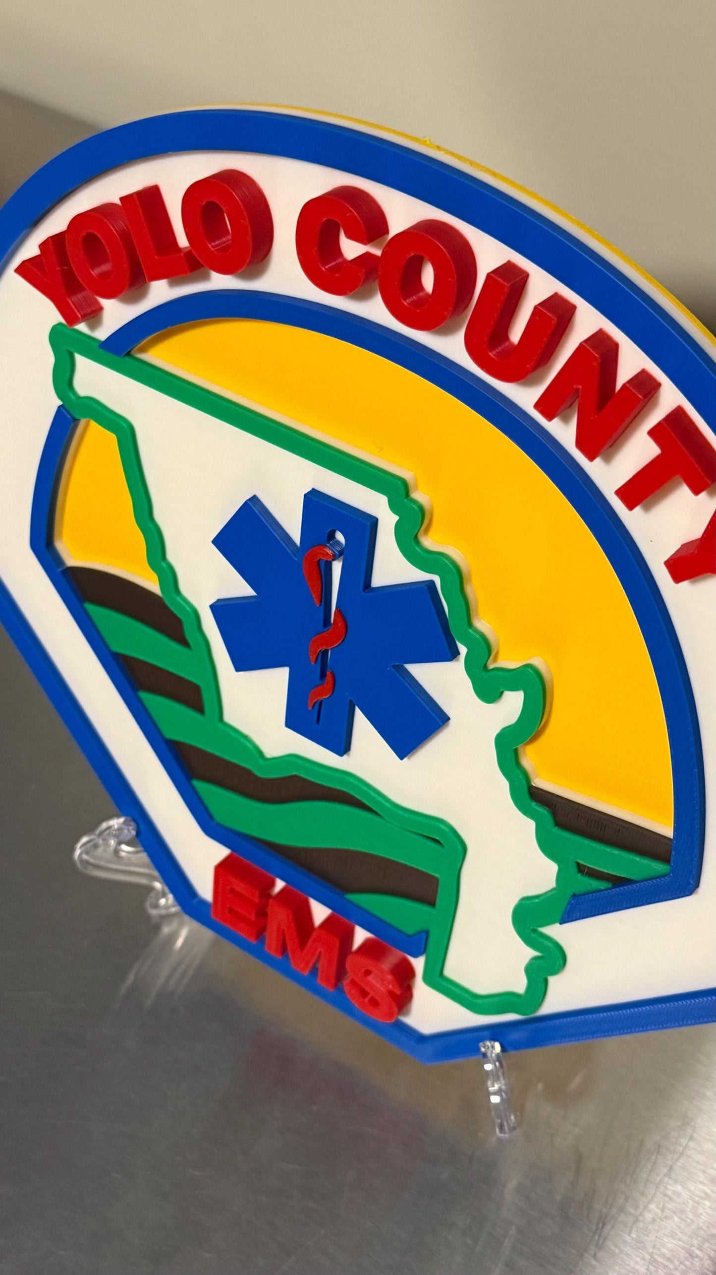 YOLO County EMS 3D Plaque First Responder Wall Art CA Display Plaque California